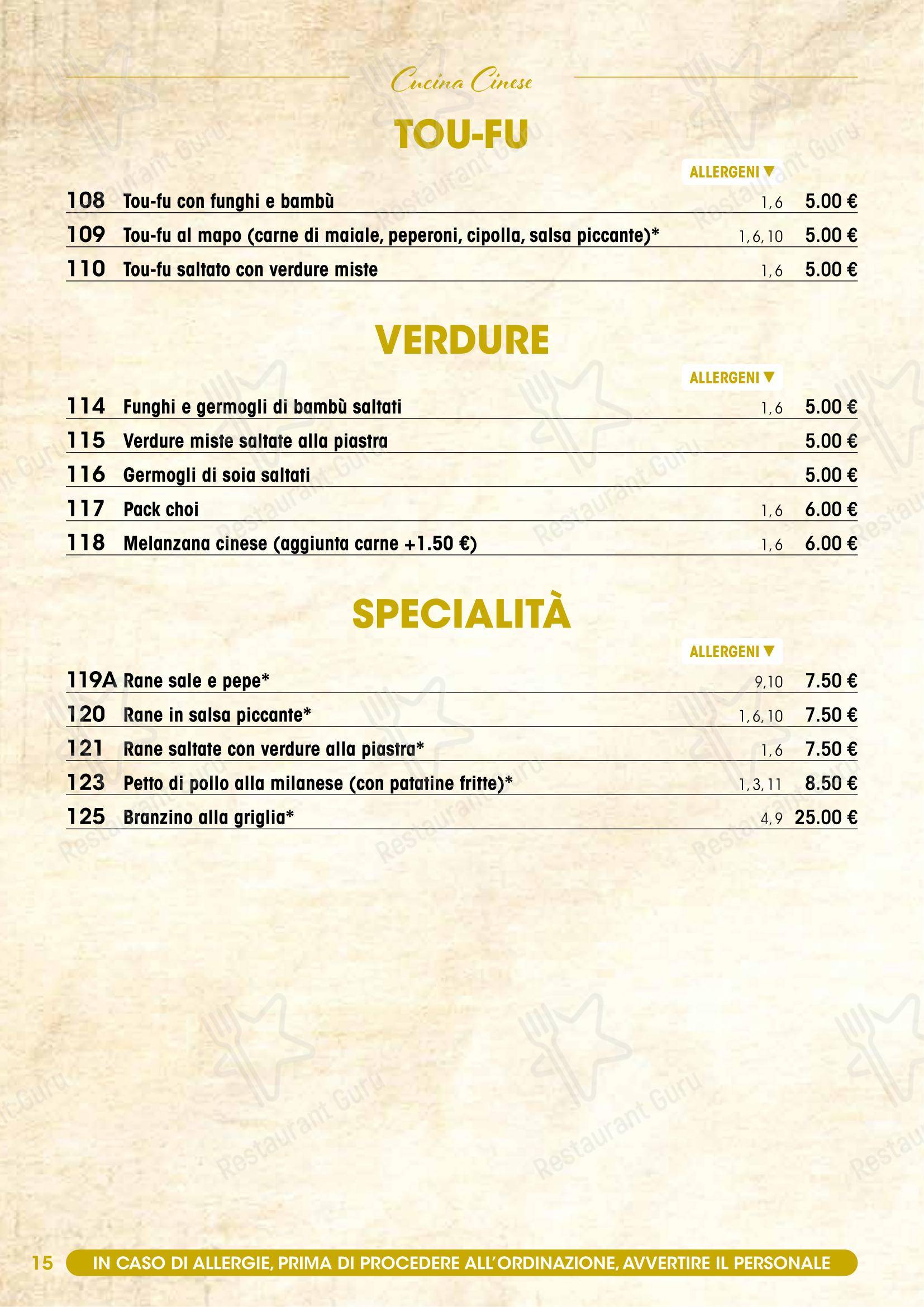 Menu di Modo Fusion Restaurant - Menu