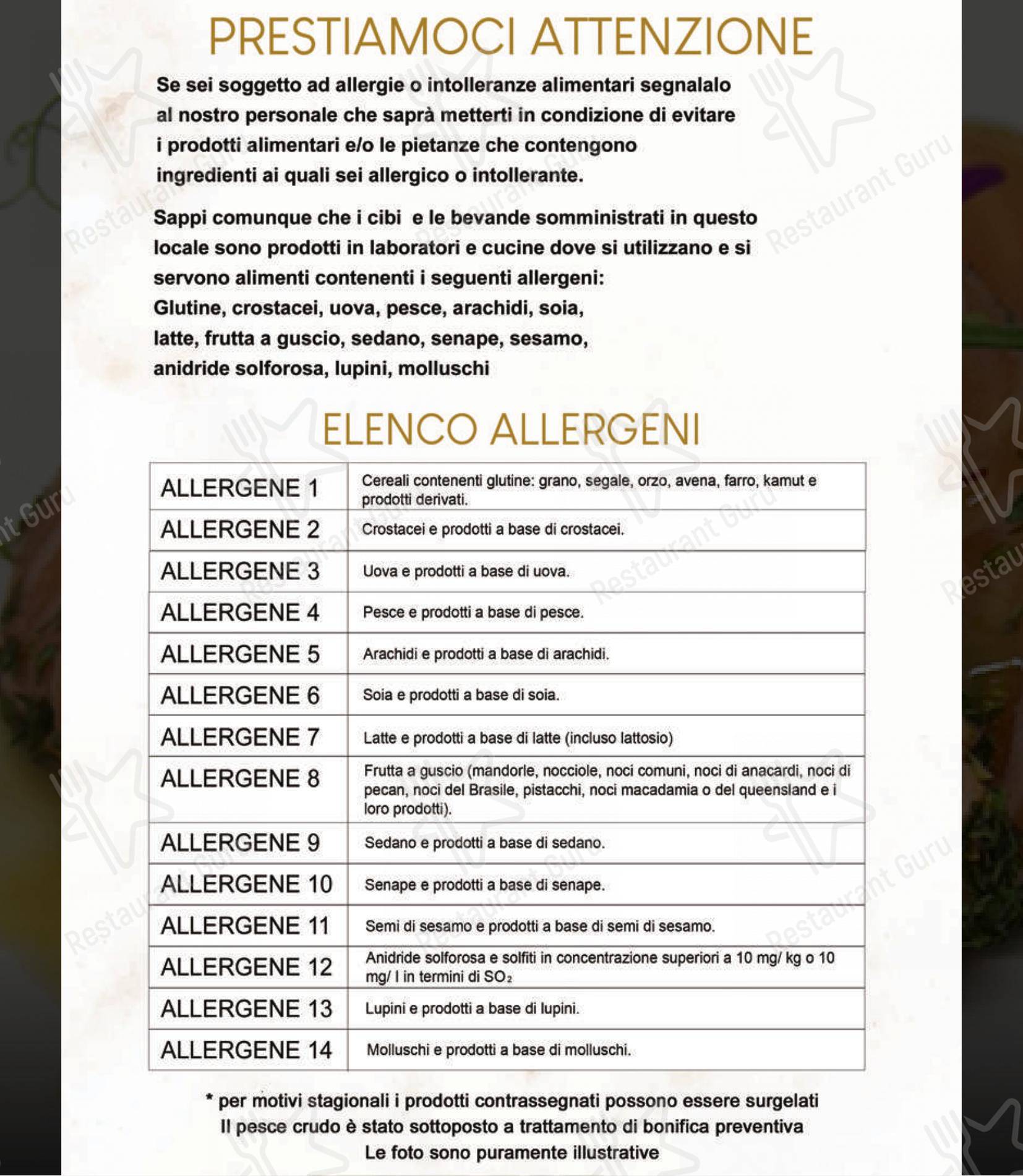 Основное меню per Modo Fusion Restaurant in Gallarate