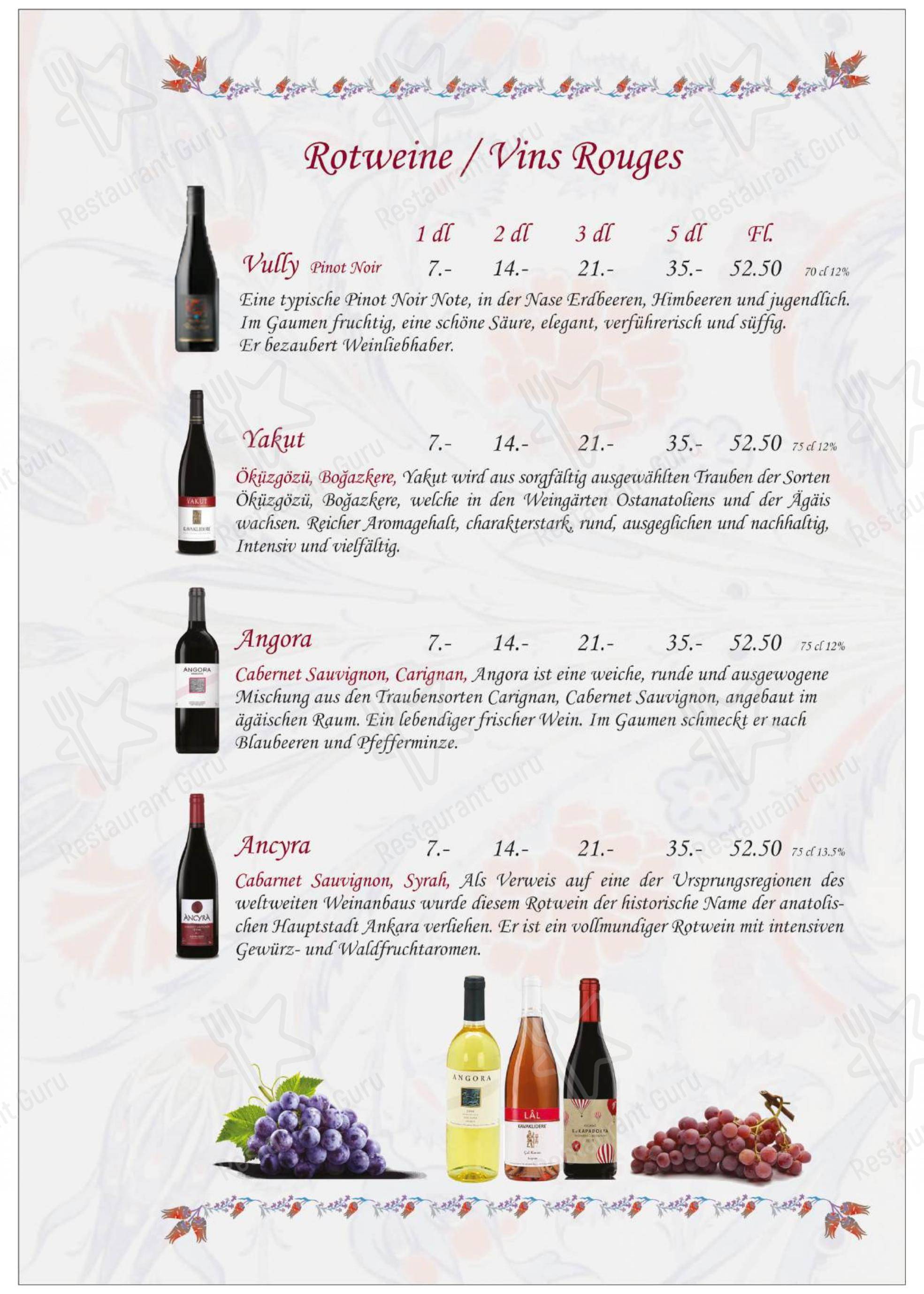 Menu di Restaurant Anatolia GmbH - Menu