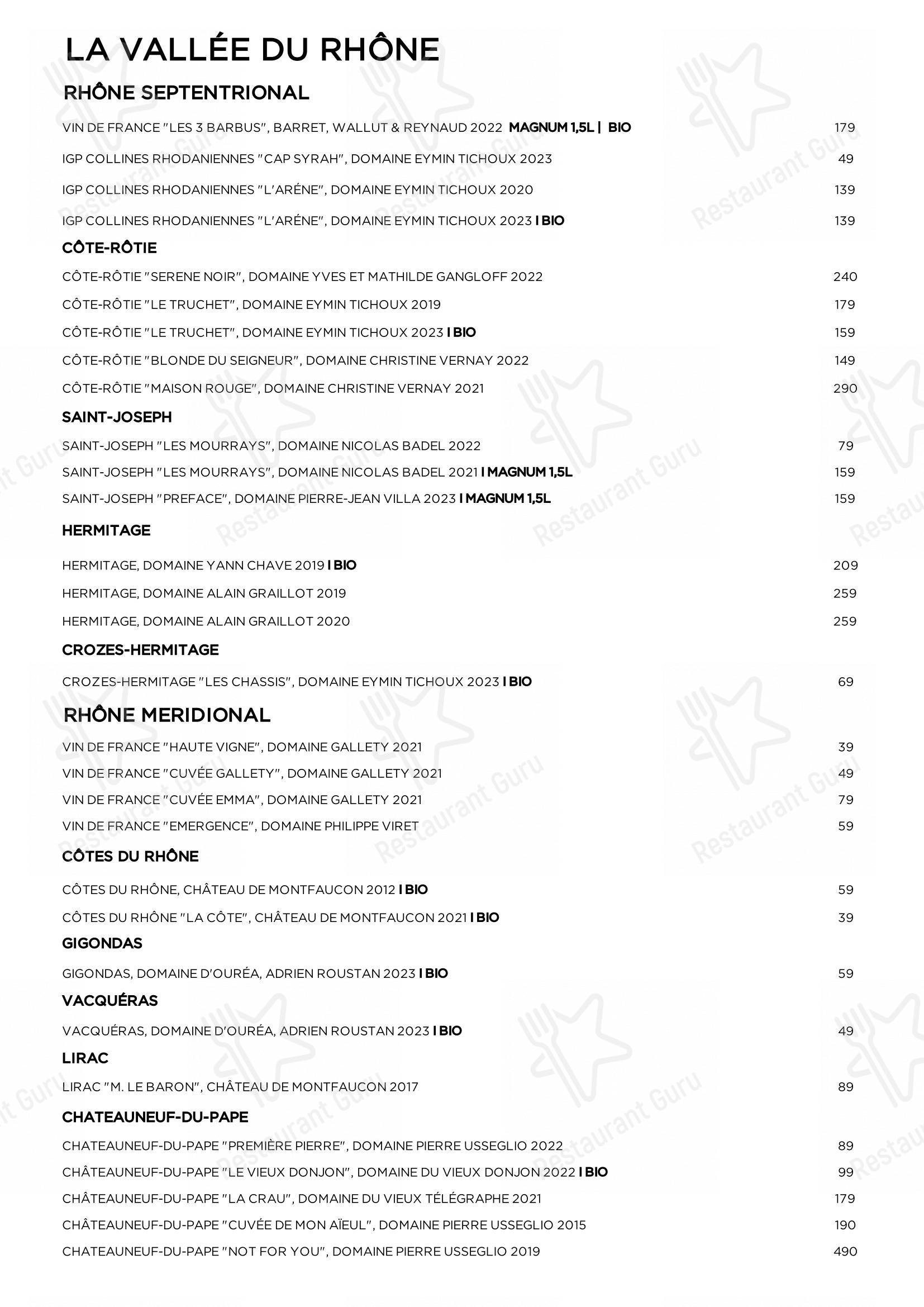 Основное меню pour Restaurant Brigitte restaurant