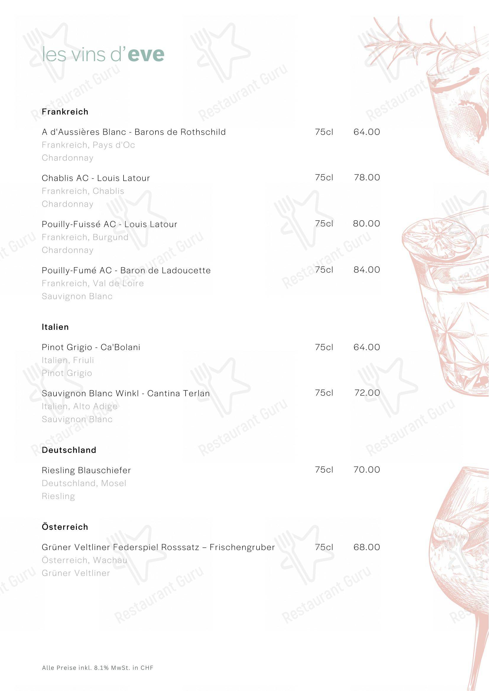 Eve's Kitchen in Schlieren - Menu