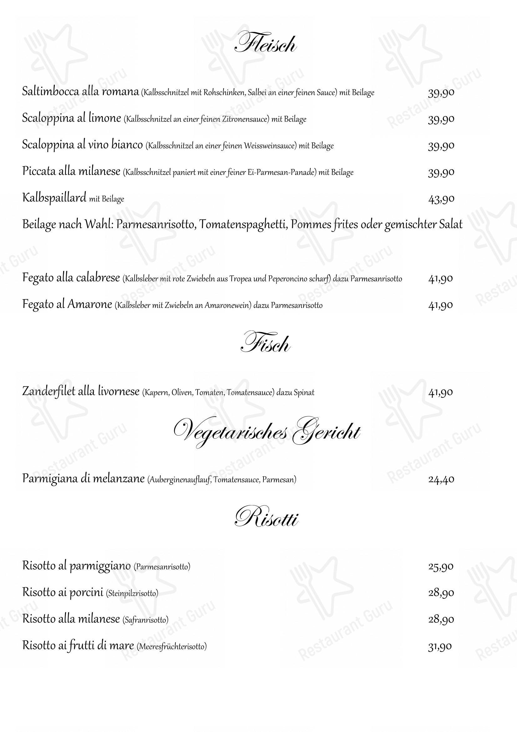 Restaurant La Fonte in Zurigo - Menu