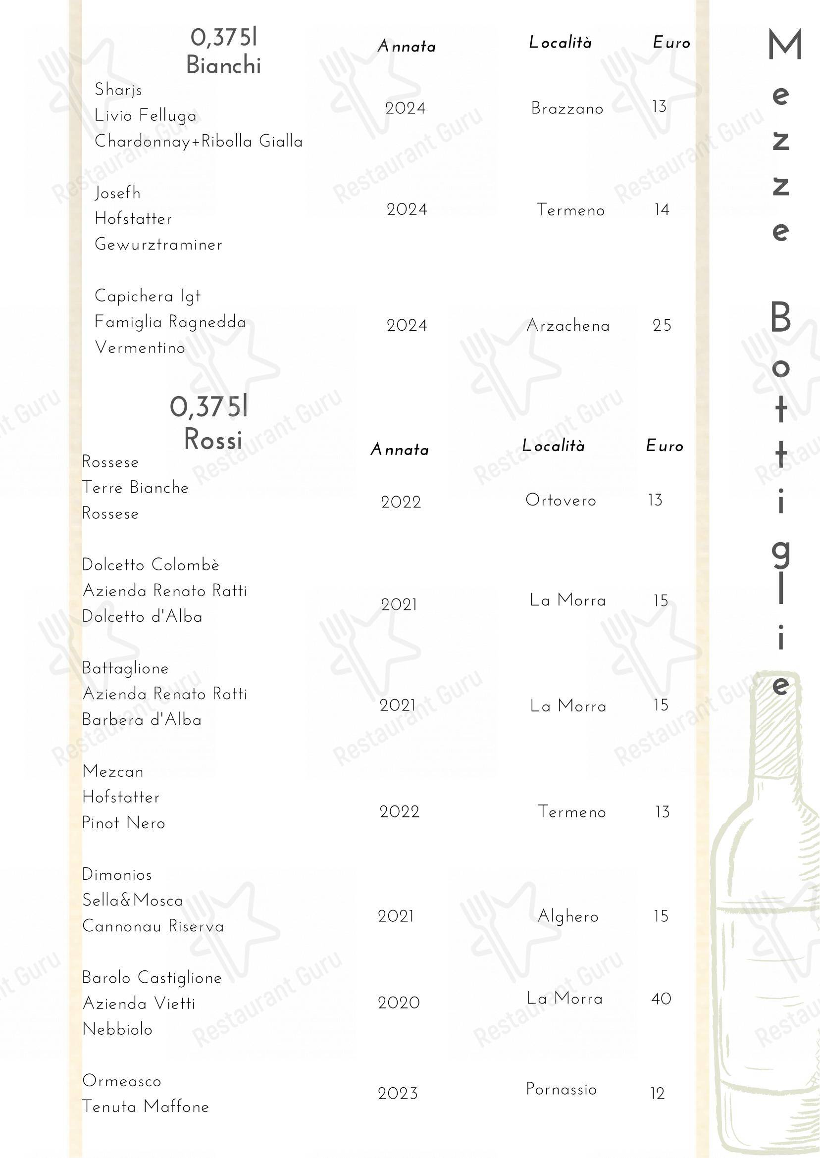 Menu di Ristorante La Ruota - Menu bar