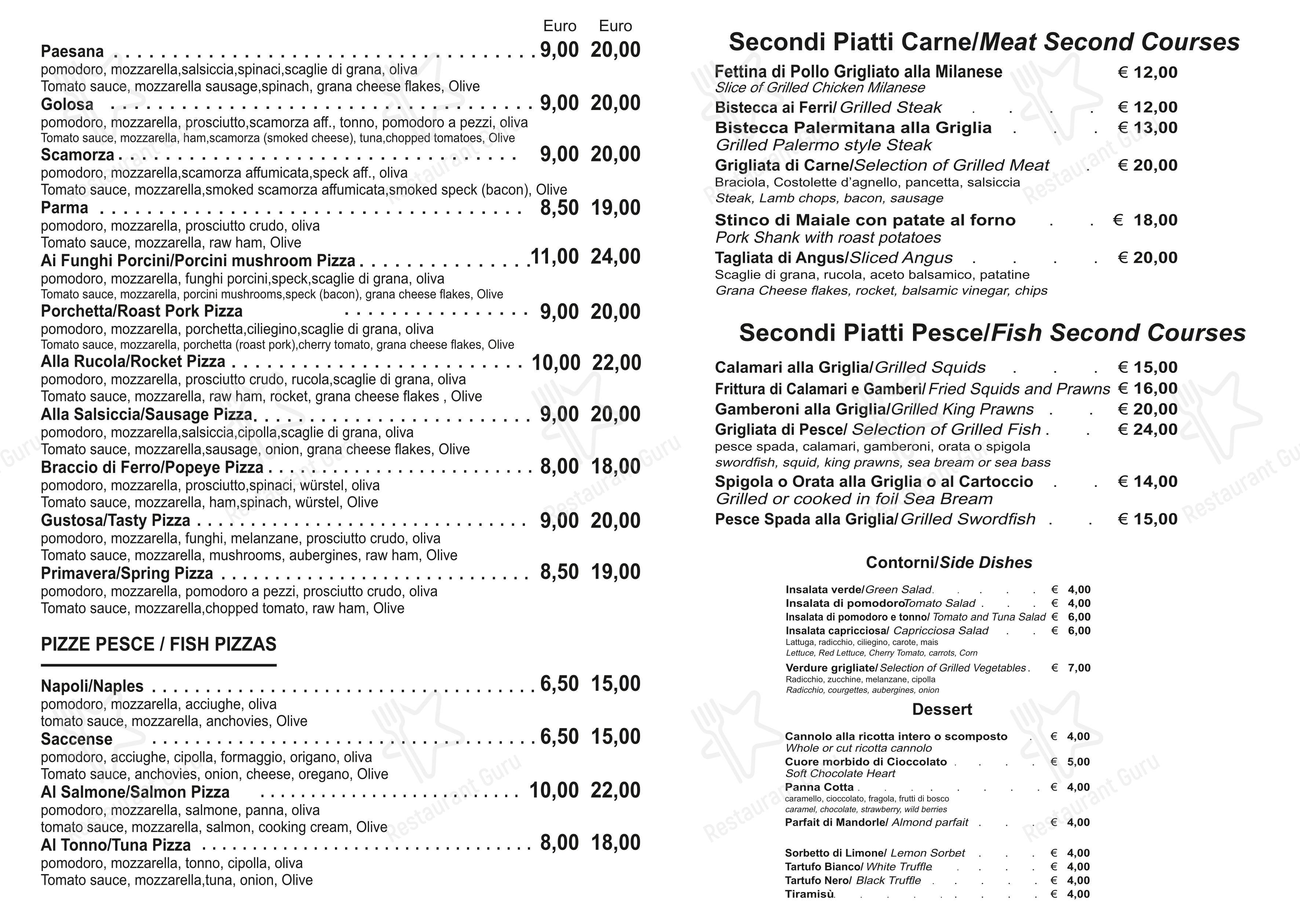 Menu per Ristorante Pizzeria Pronto Pizza pizzeria
