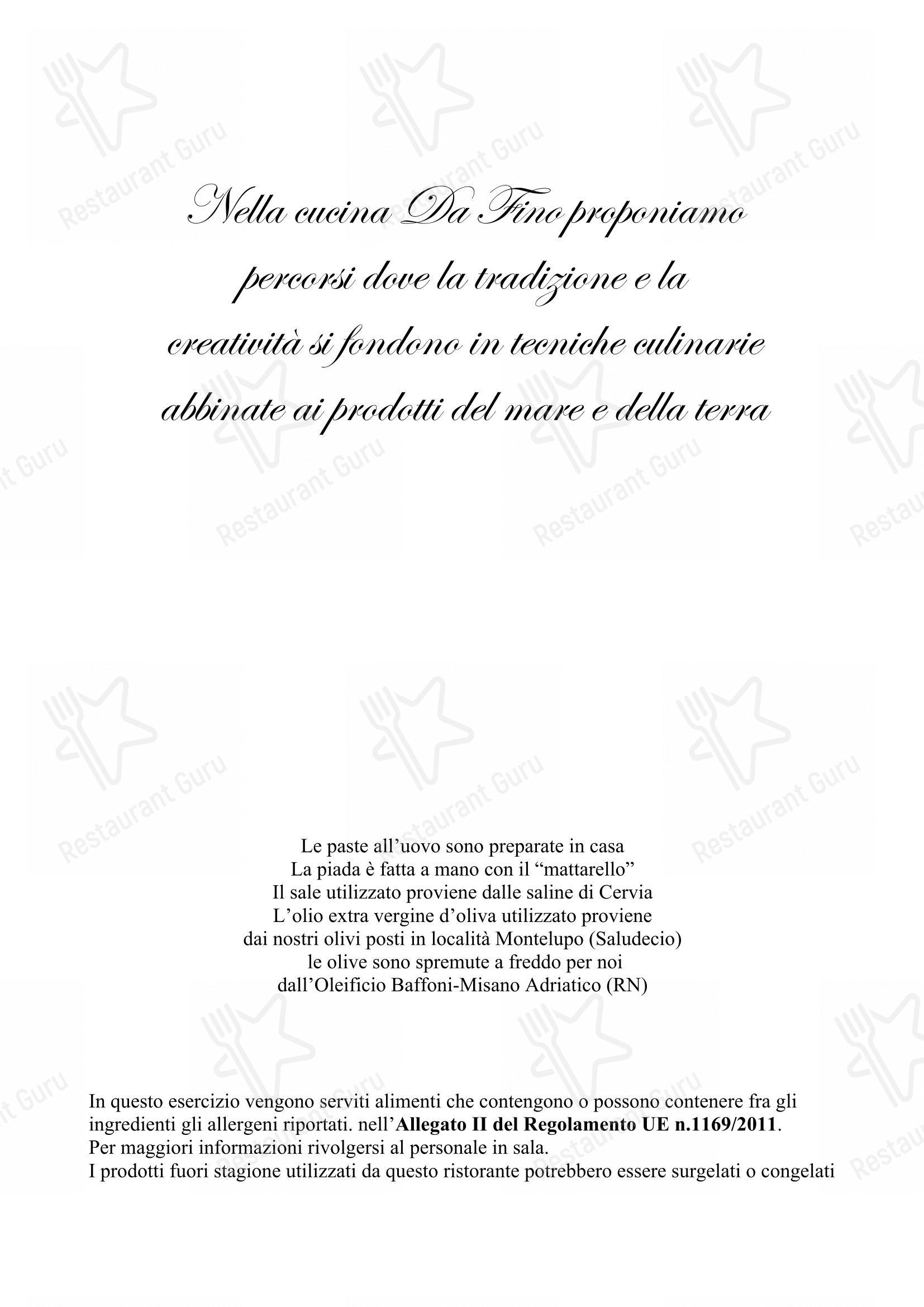 Menu bar per Ristorante da Fino in Riccione