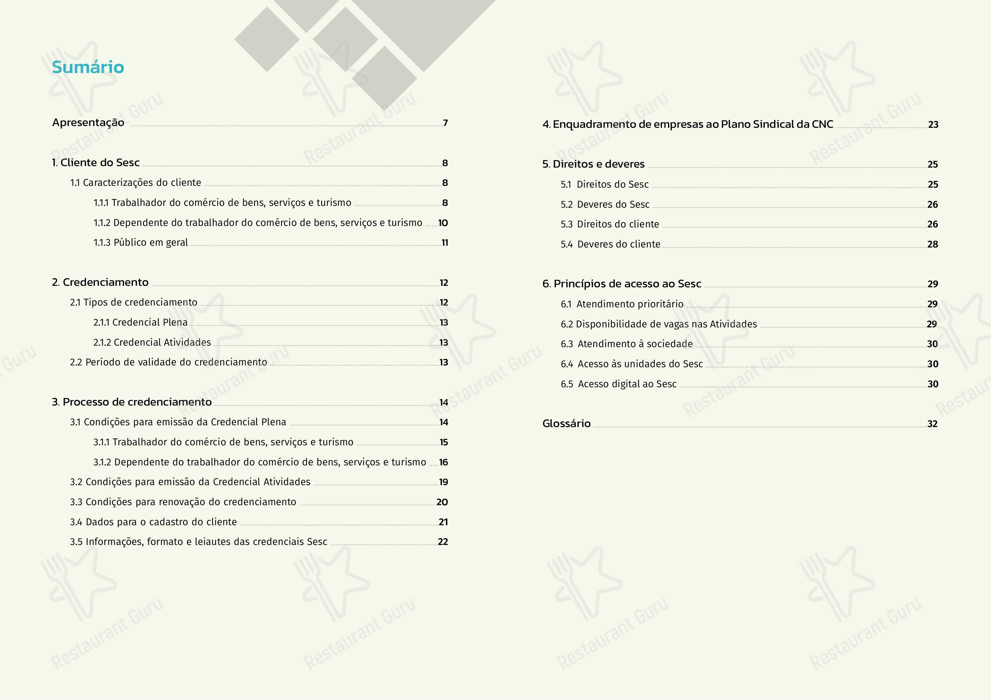 菜单 para SESC Centro Histórico em Porto Alegre