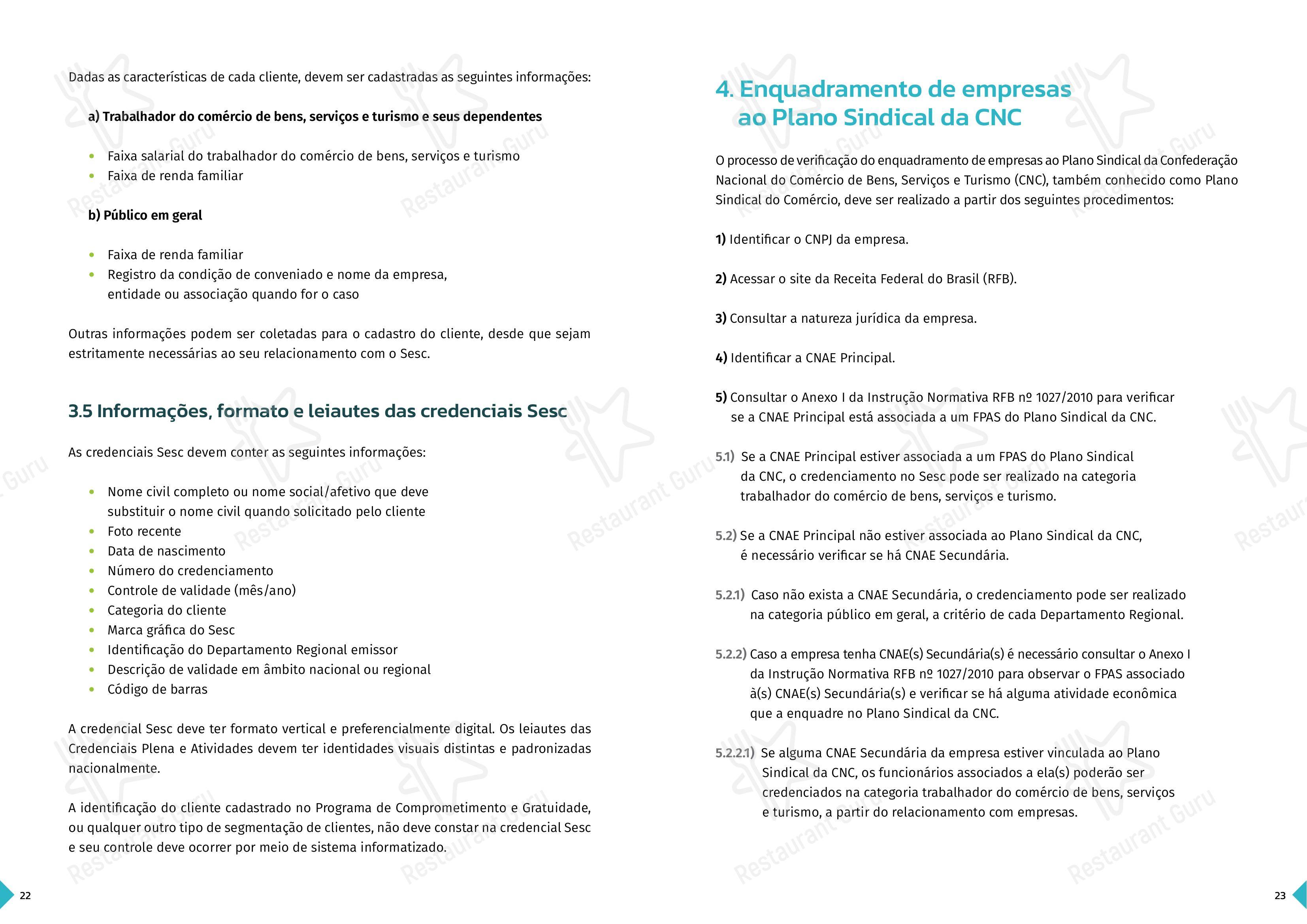 SESC Centro Histórico em Porto Alegre - 菜单