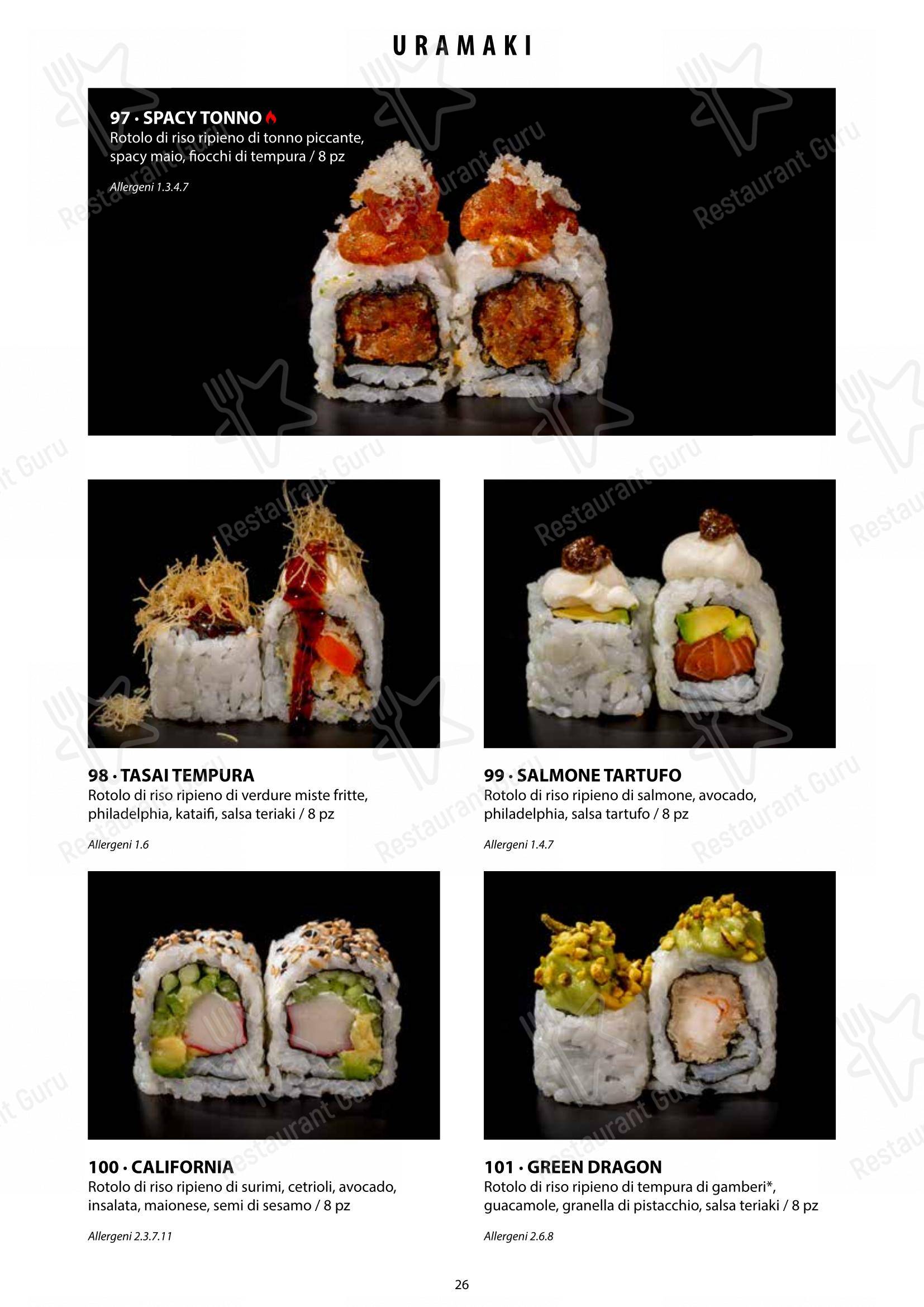 Menu di Sushi City Como - Основное меню