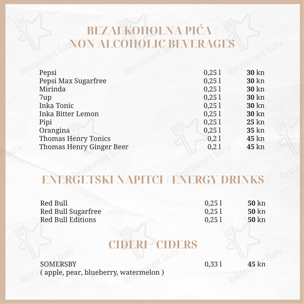 Menu per Taboo beach club Split pub & bar