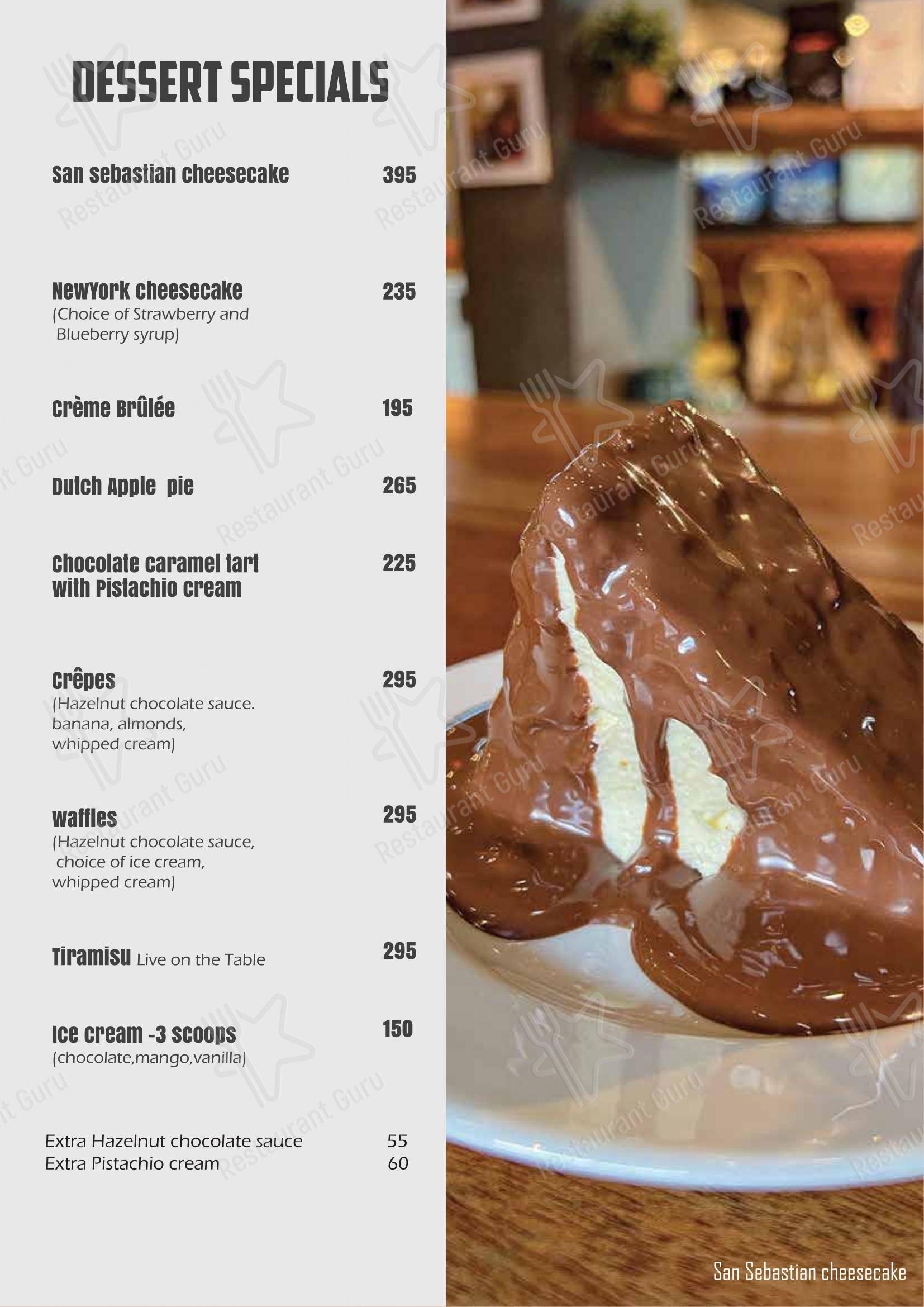 Menu for the Turf Cafe cafe