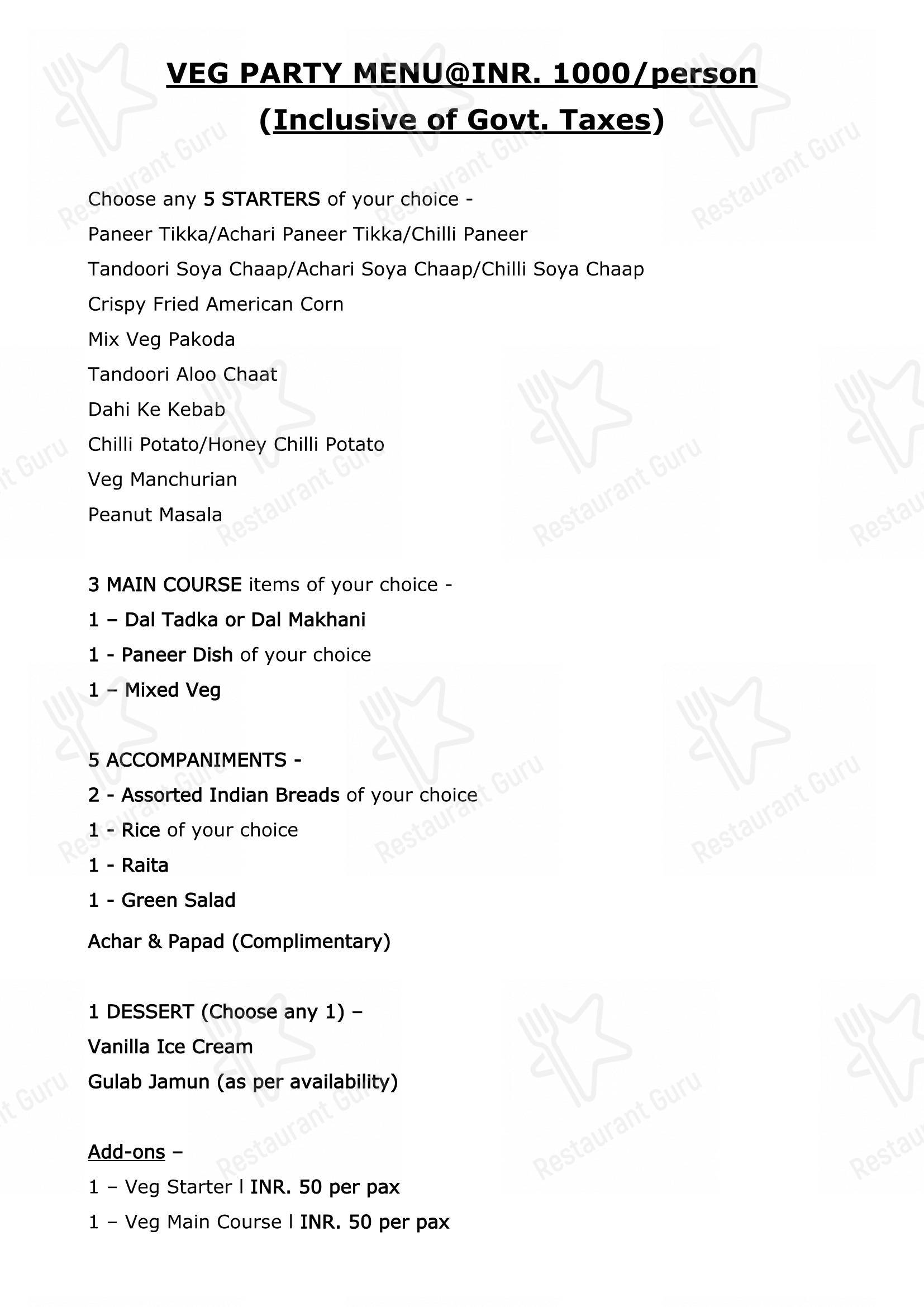 Menu bar for the Yummy Tummy - Noida's 1st BYOB Cafe restaurant