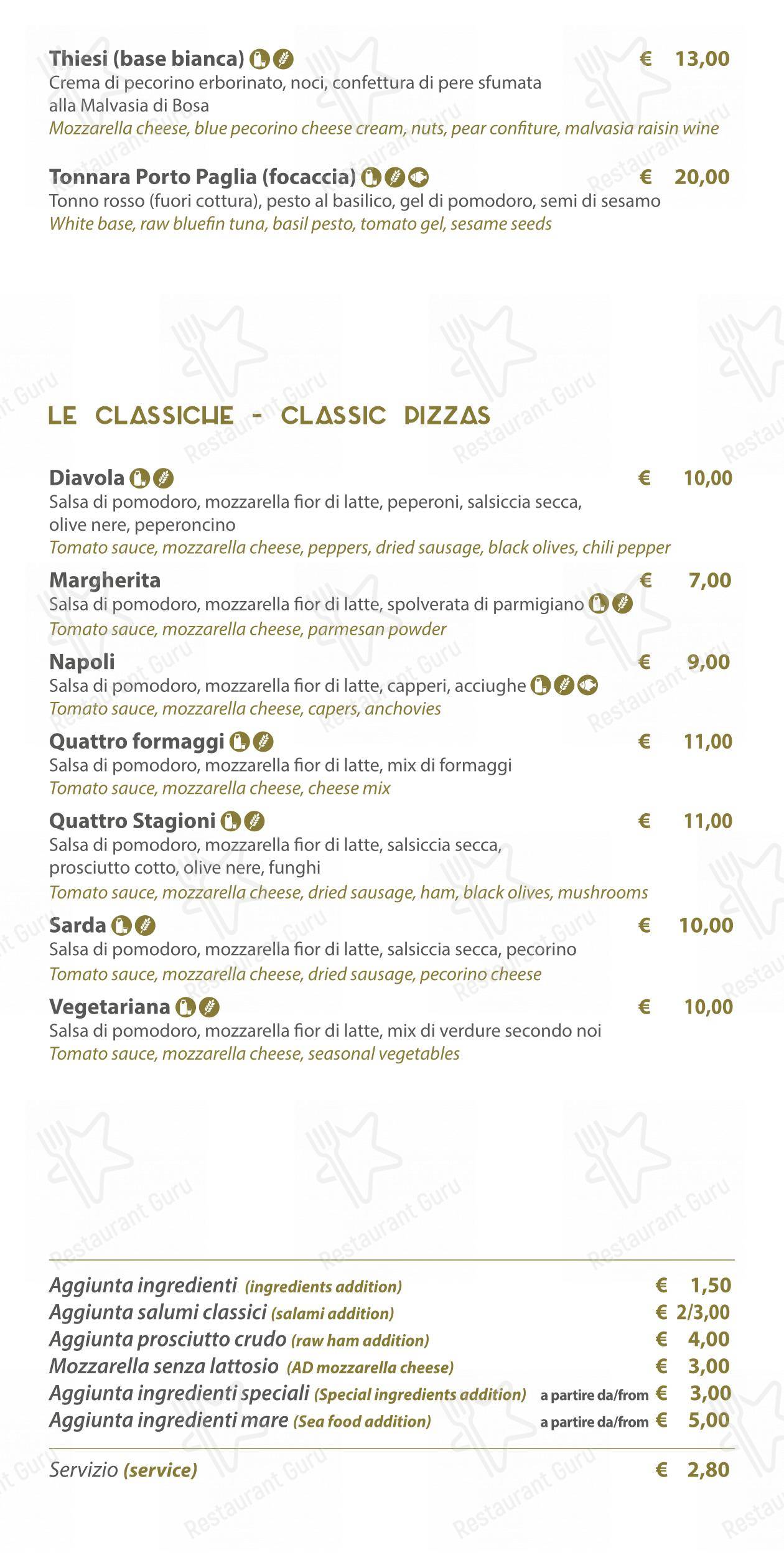 Menu bar per Zenith Ristorante Pizzeria Enoteco caffè bar