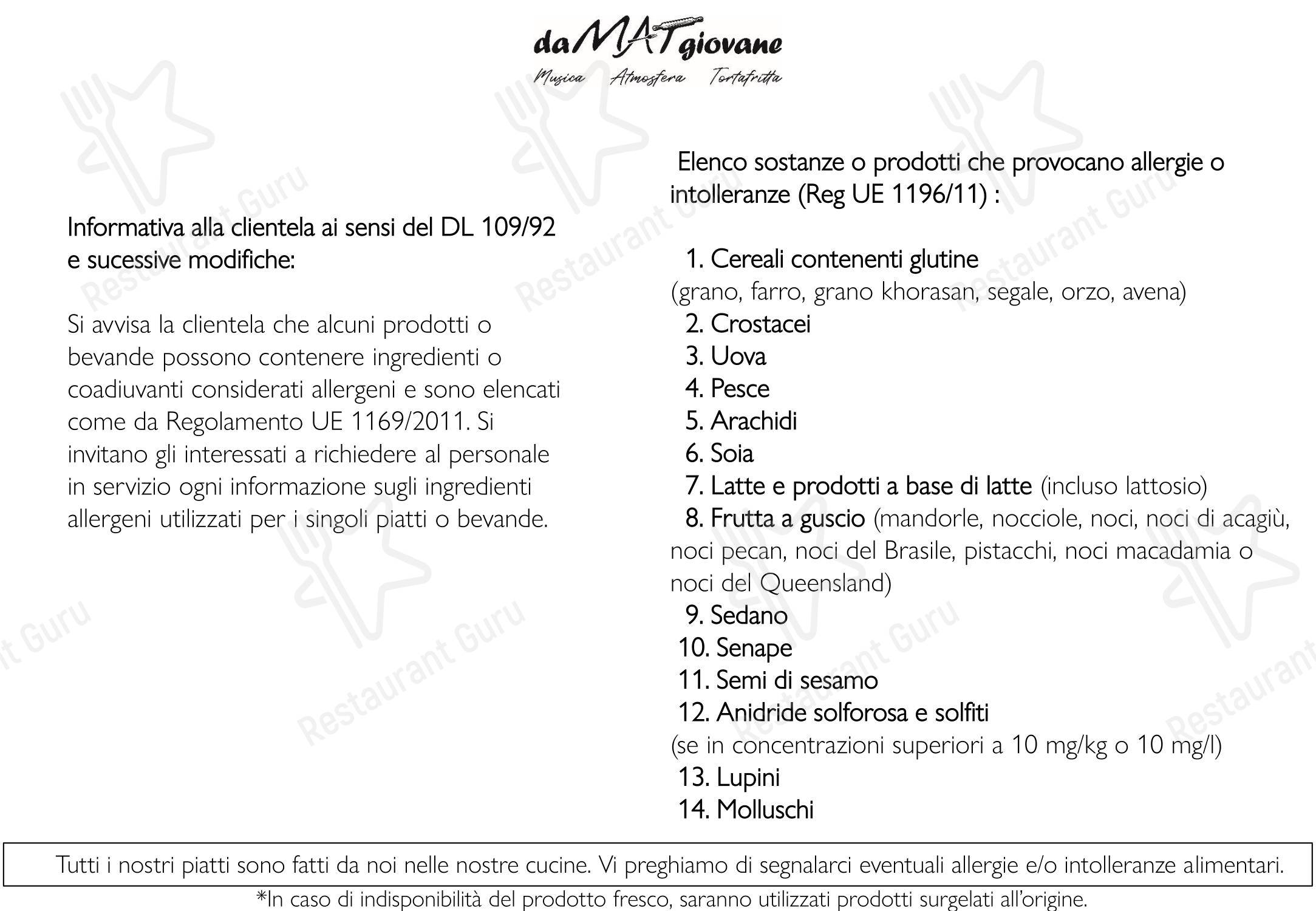 daMAT Giovane Italia in Parma - Menu