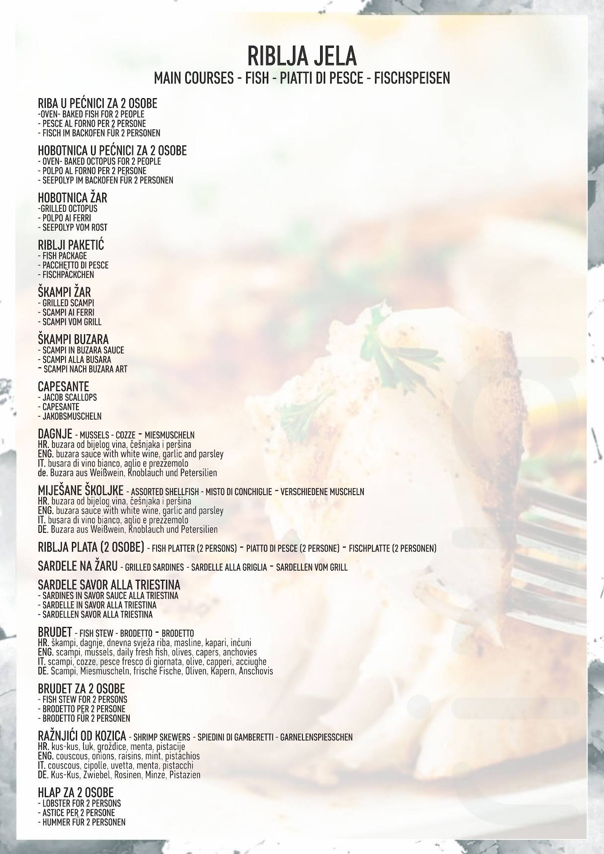 Menu di Riva Bistro (Rovinj) 