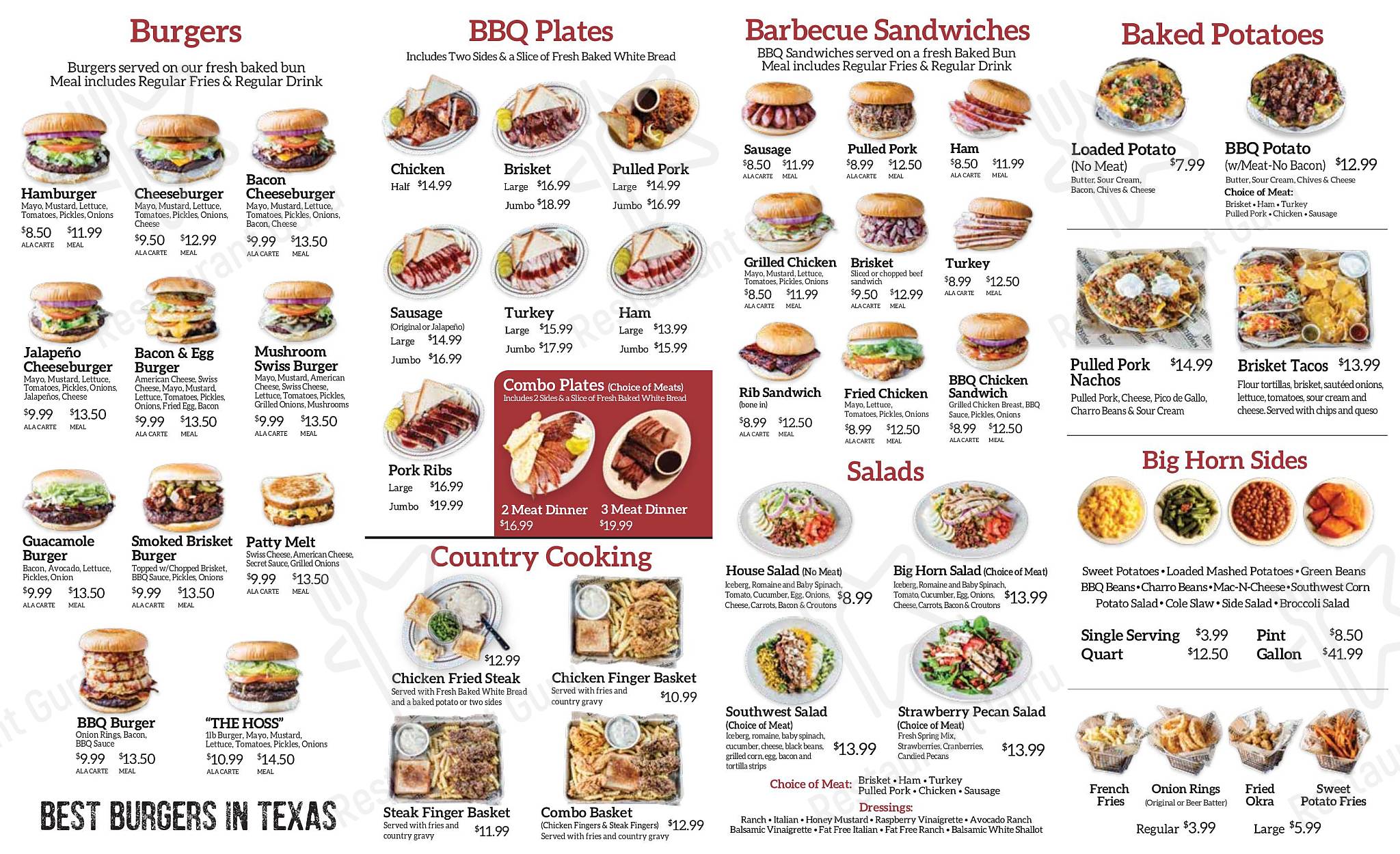 Menu at Big Horn BBQ, Manvel