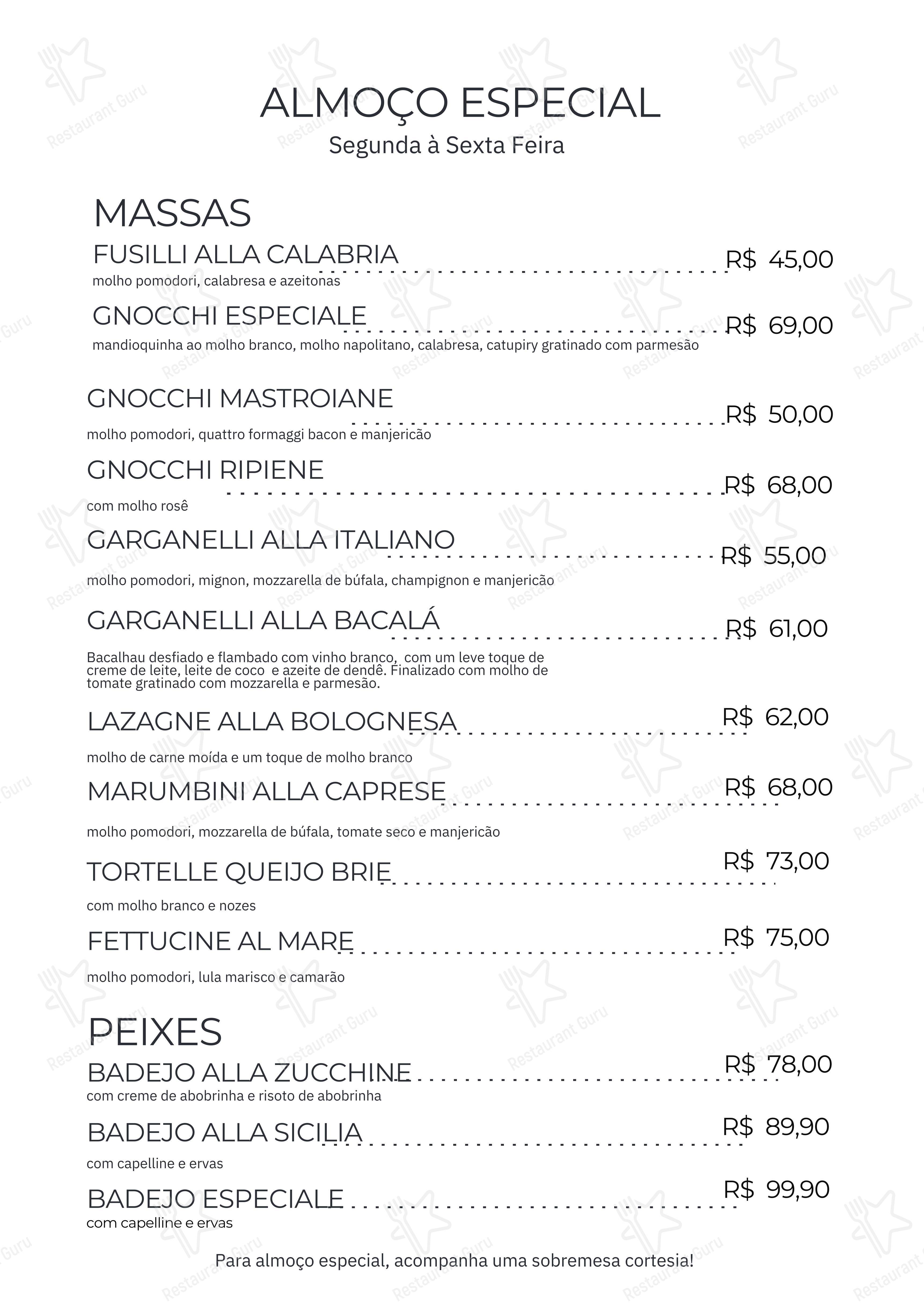 Artesanalli Massas & Molhos - Menu