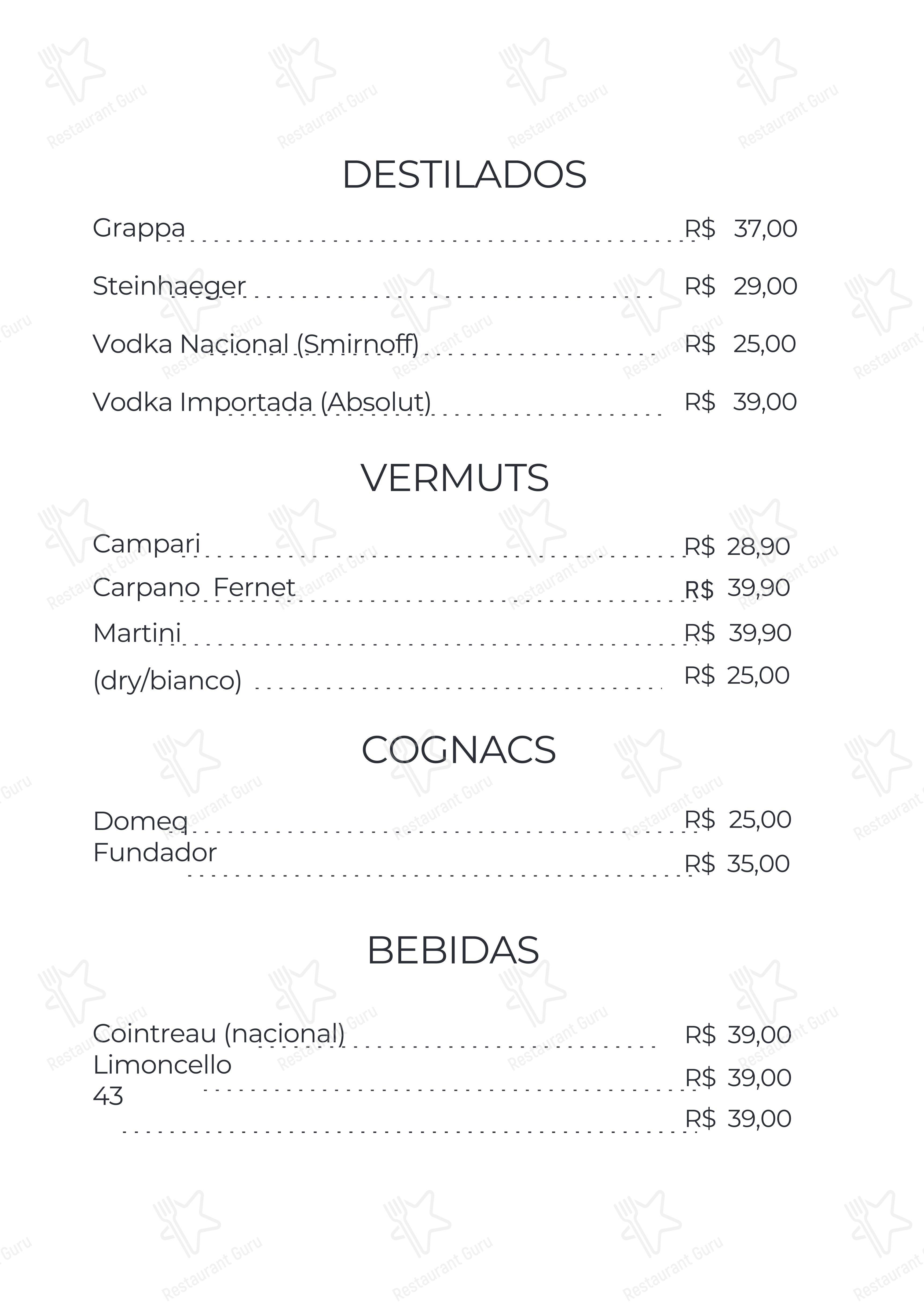 Menu bar para Artesanalli Massas & Molhos em Campinas