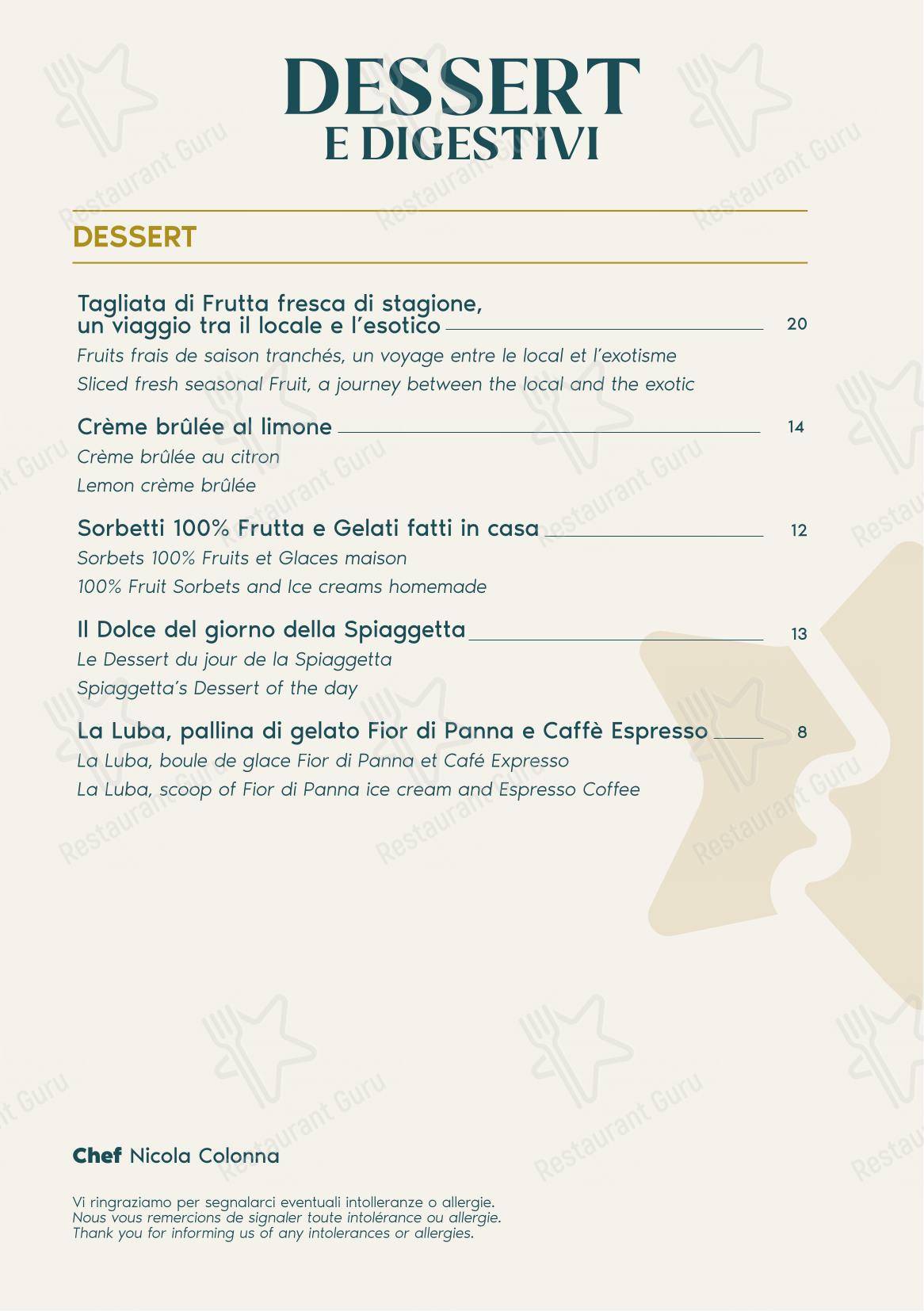 Balzi Rossi in Grimaldi - Коктейльная карта