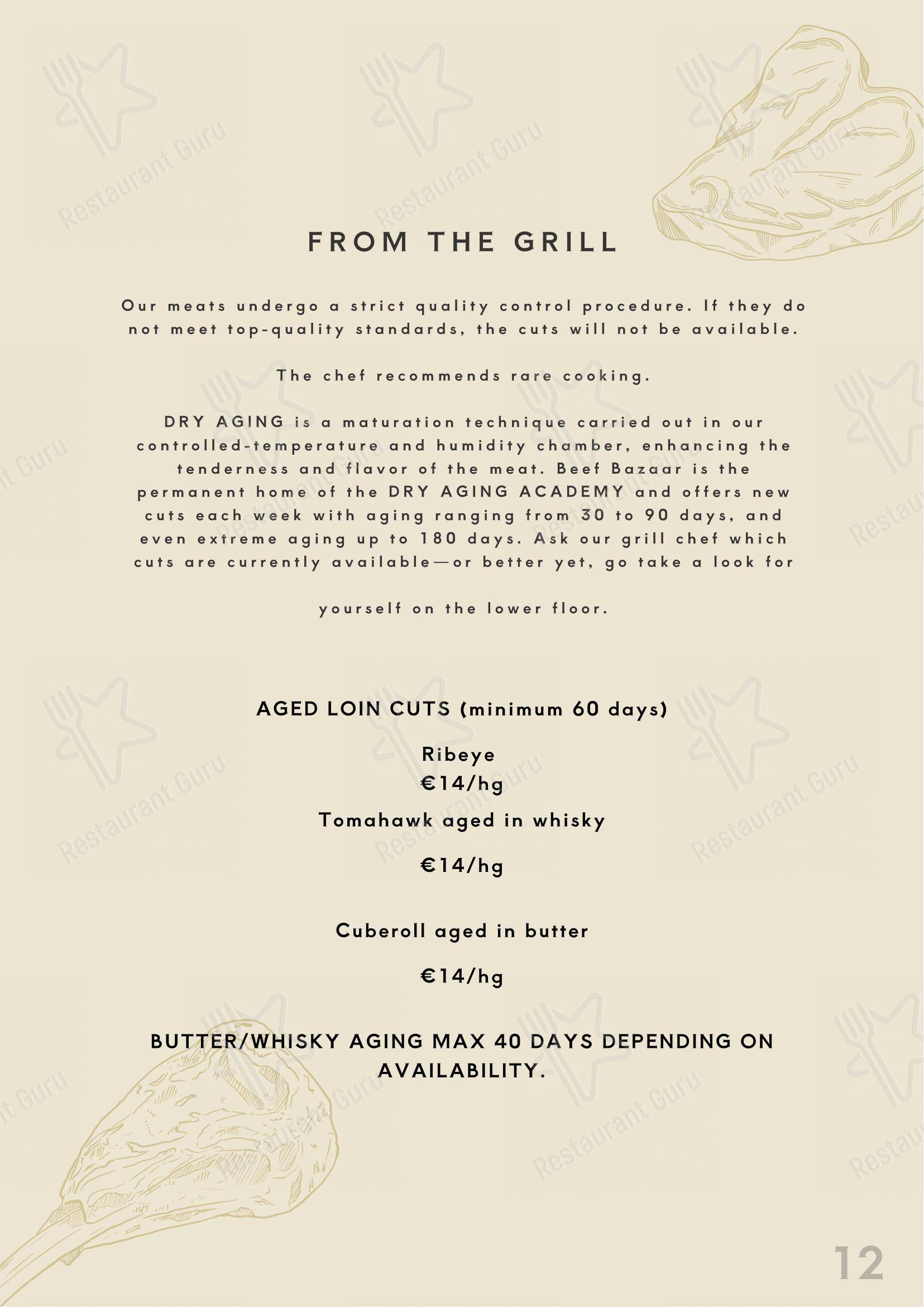 Menu bar per Beef Bazaar in Roma