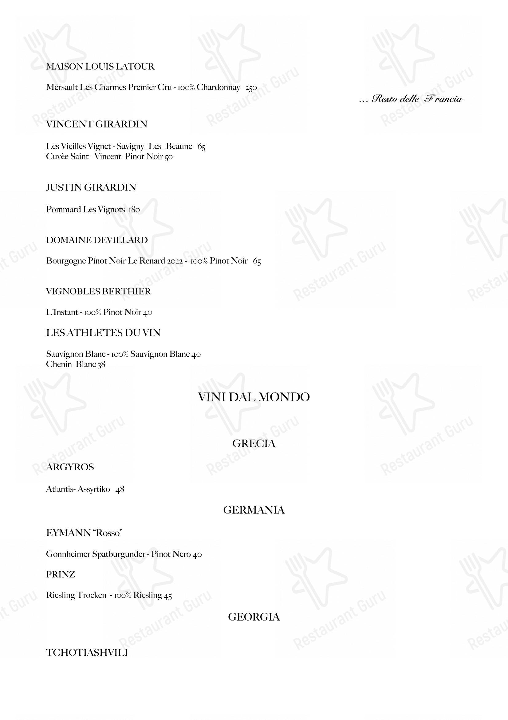 Menu per Belle Parti in Padova