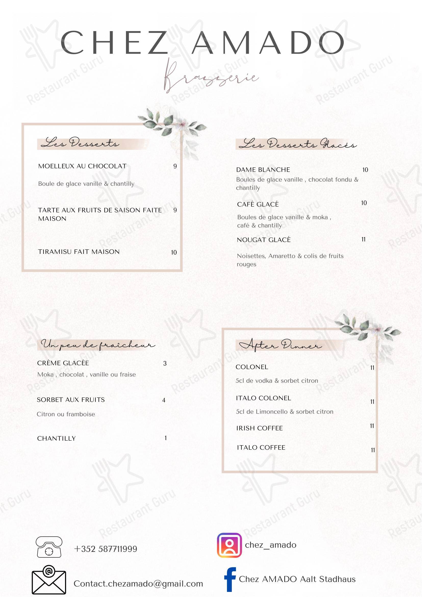 Menu pour Chez Amado - Menu bar