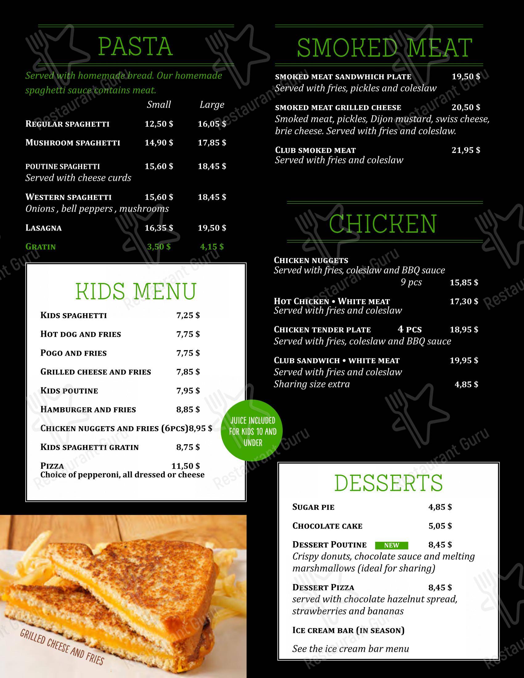 Menu bar pour Chez Boub pizzeria