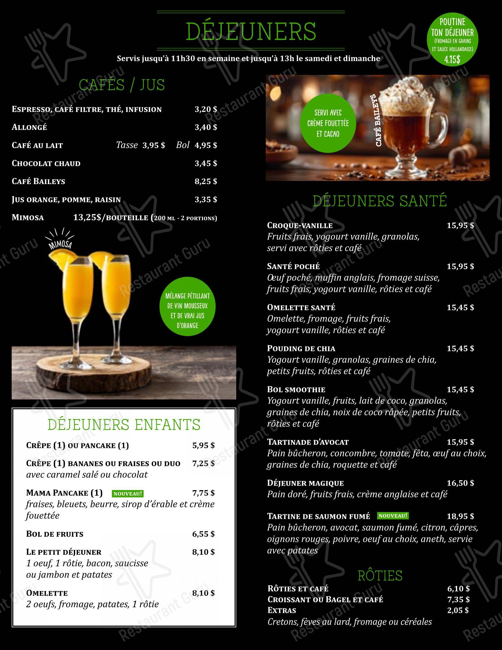 Chez Boub dans Québec - Menu
