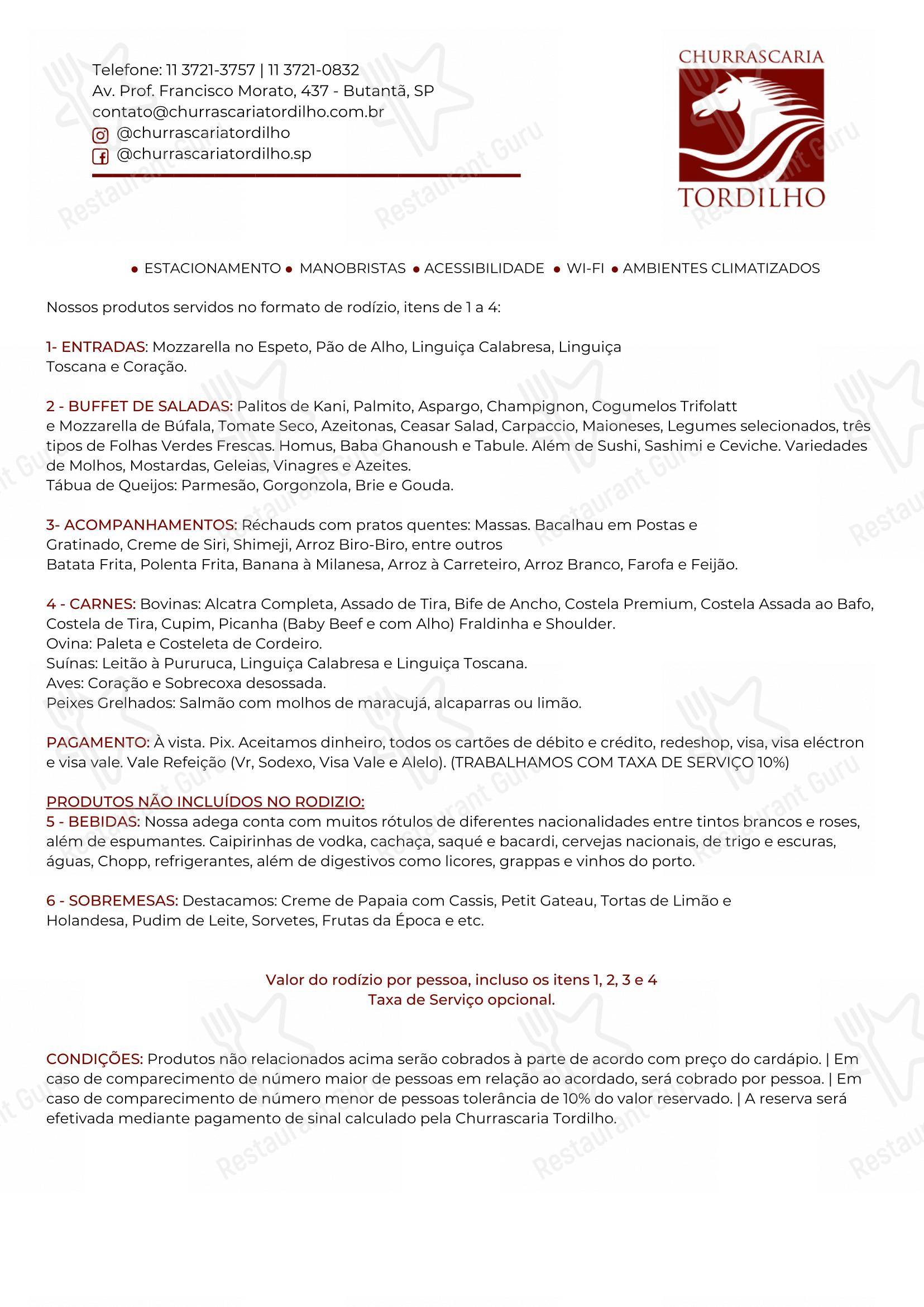 Churrascaria Tordilho - Menu bar