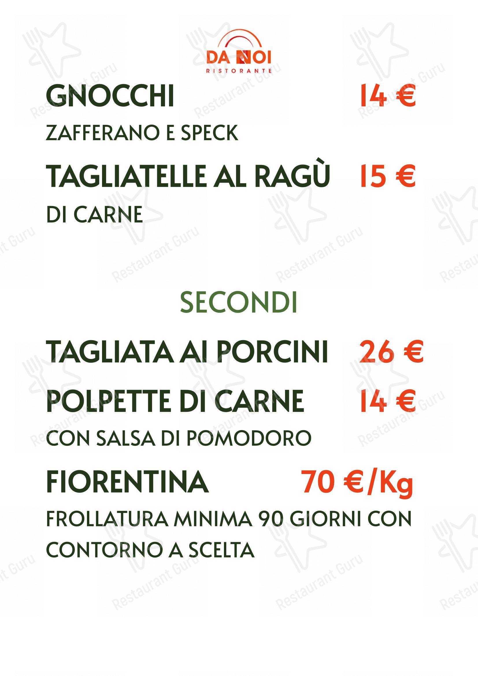 Menu di Da Noi - Menu