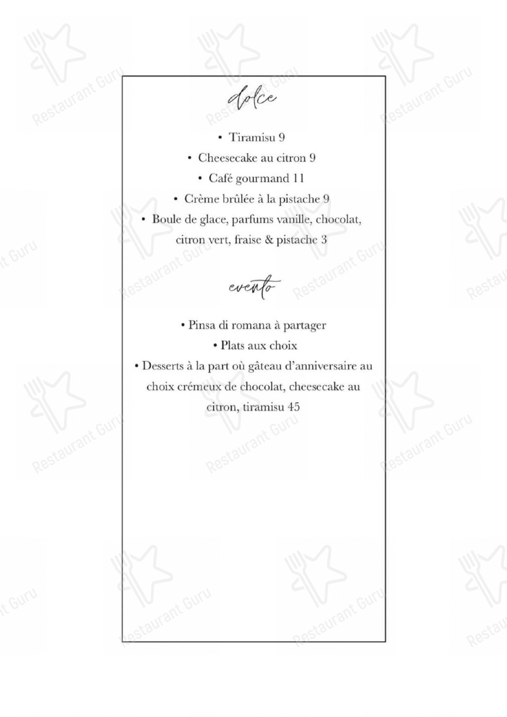 Menu pour Dogstar - Menu