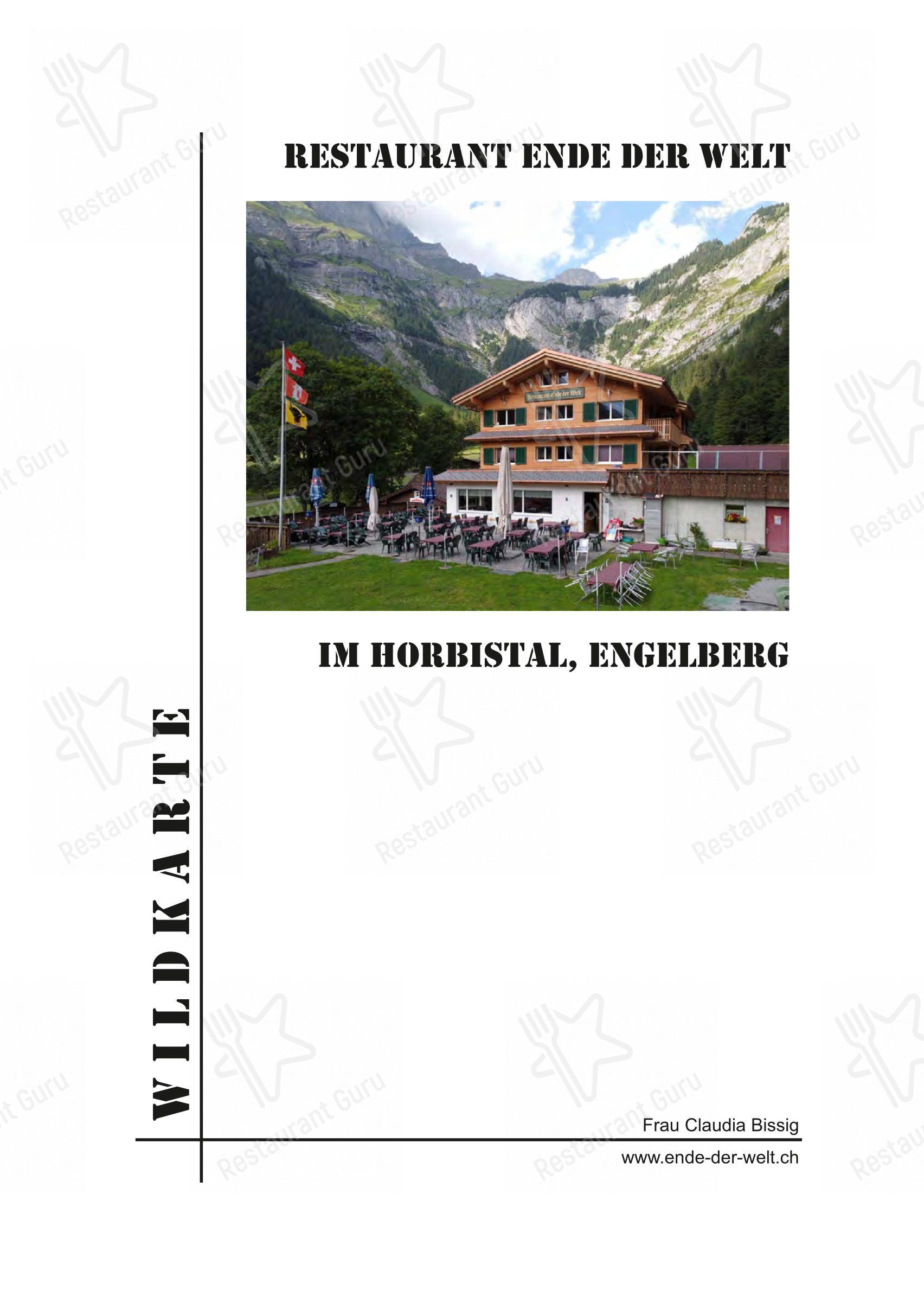 Lunch Menu per Restaurant Ende der Welt ristorante