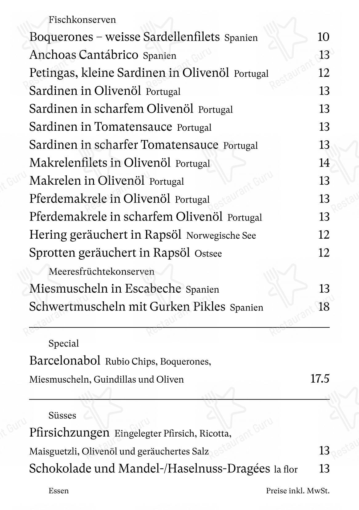 Ночное меню per Gamper Restaurant in Zurigo