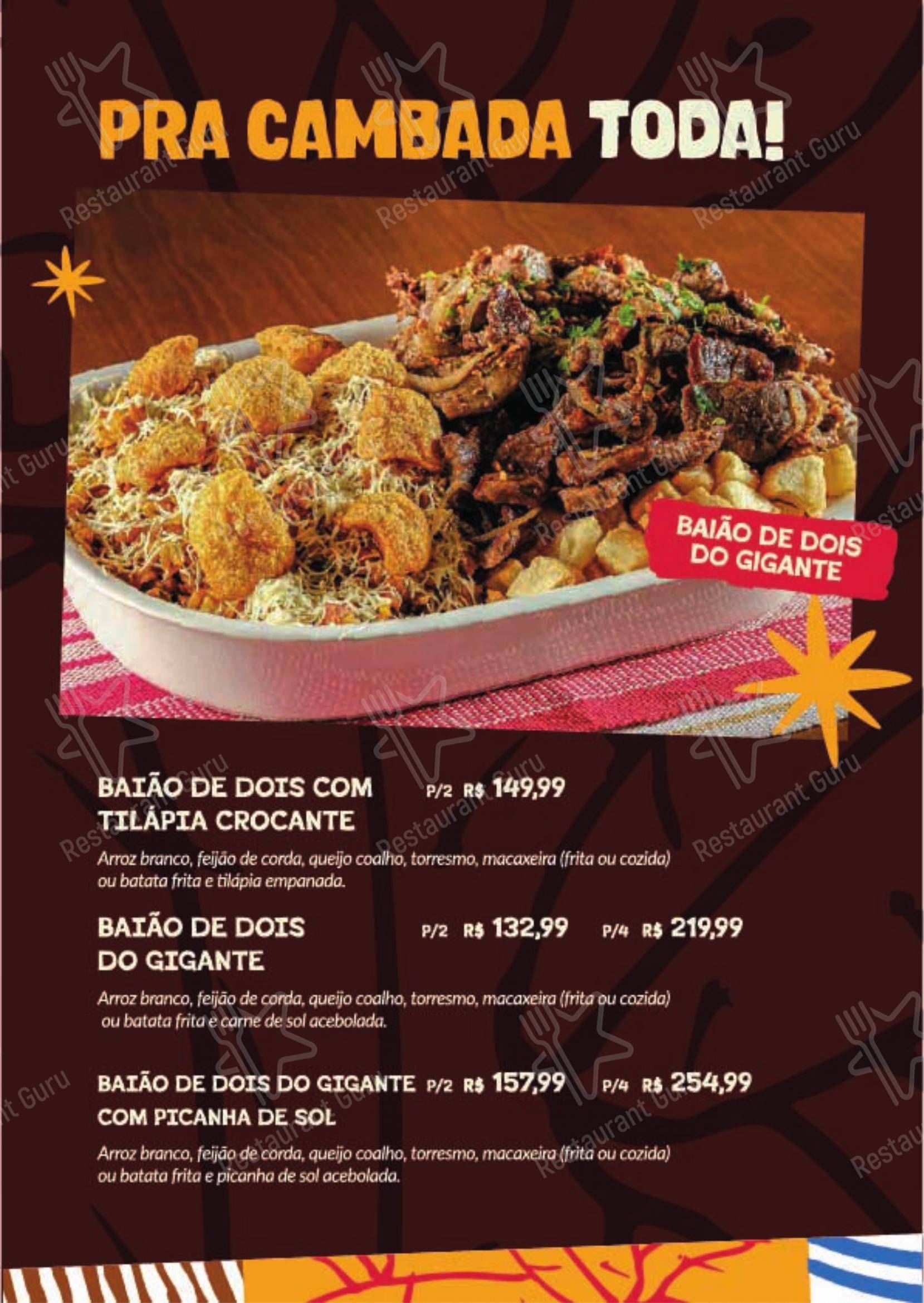 Menu para Gigante Nordestino restaurante