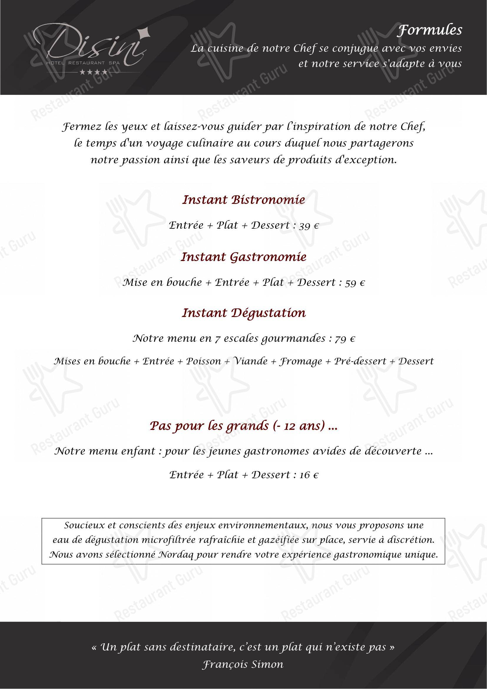 Ночное меню pour Disini restaurant