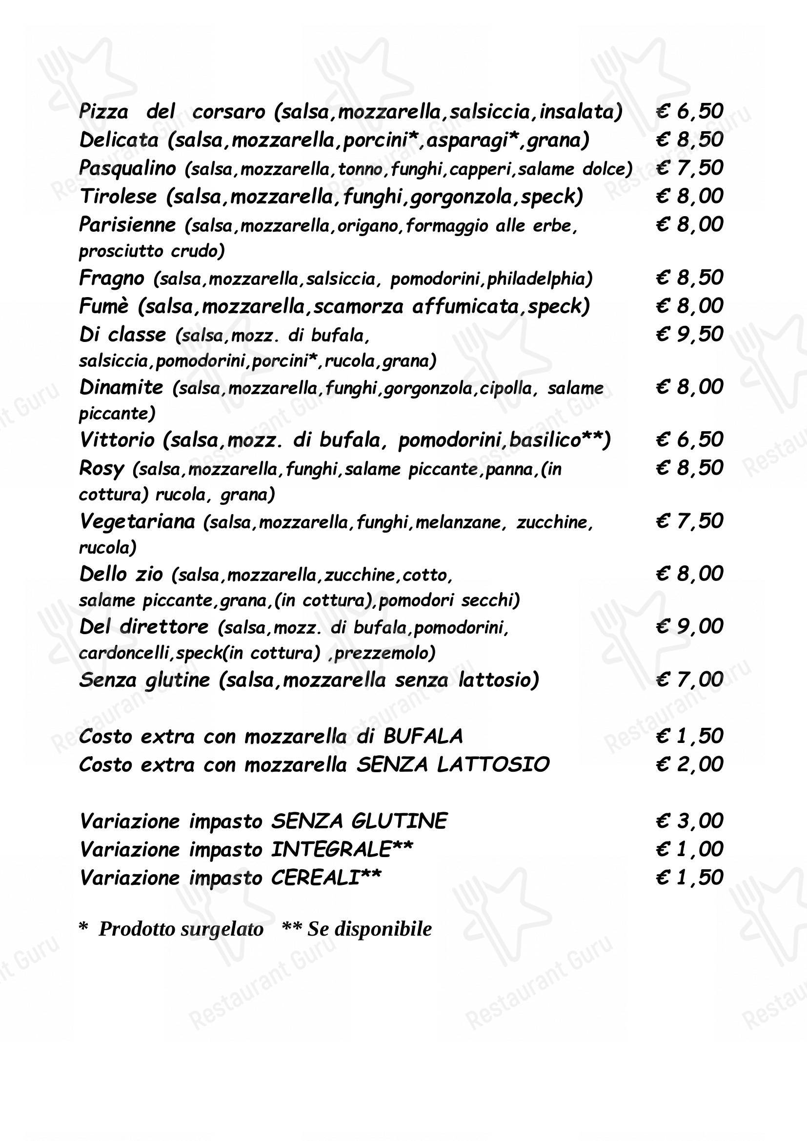 Menu per Il Fragno da Peppino ristorante