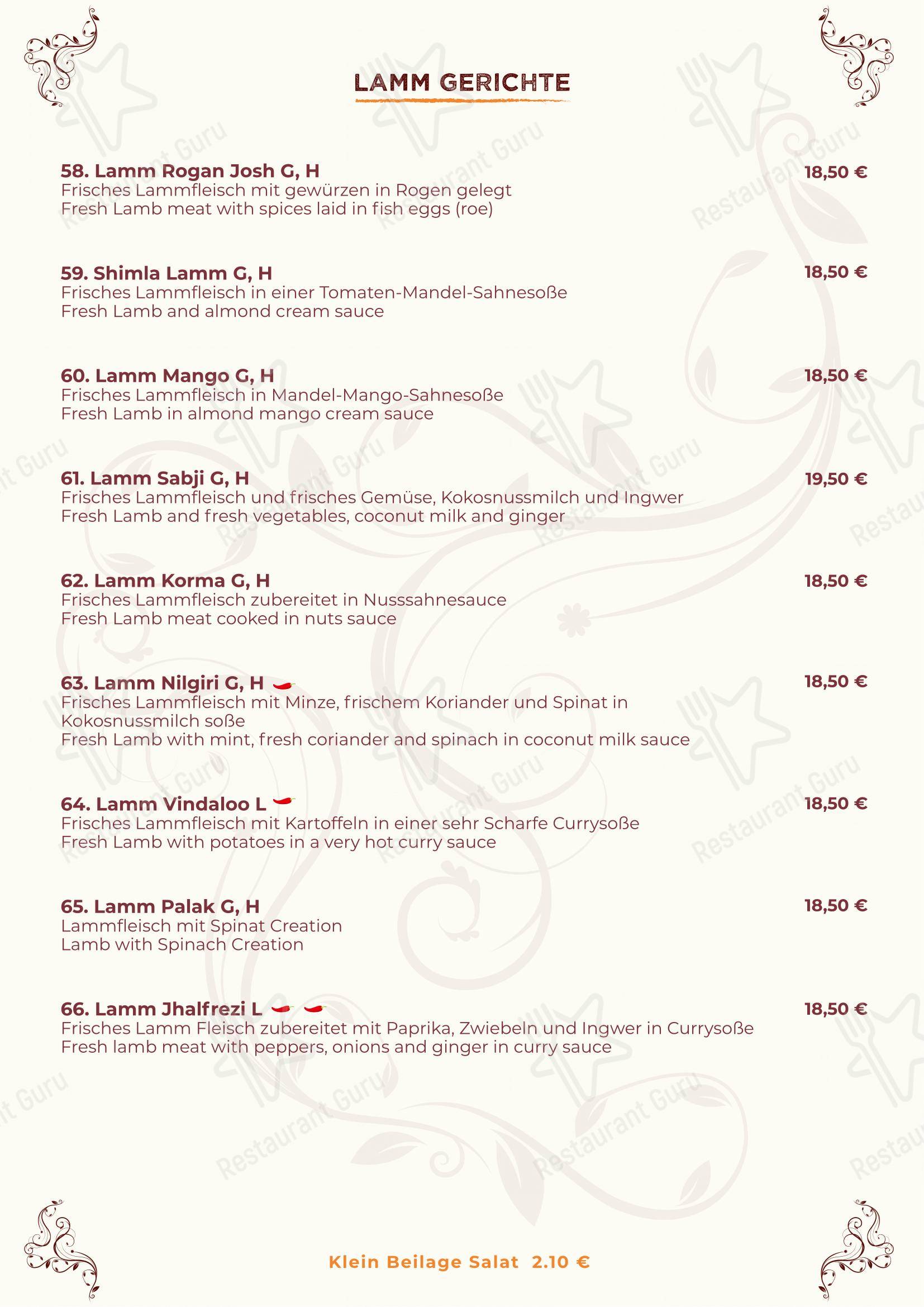 Menu bar pour Indisches Spezialität Restaurant Shimla Germering dans Germering