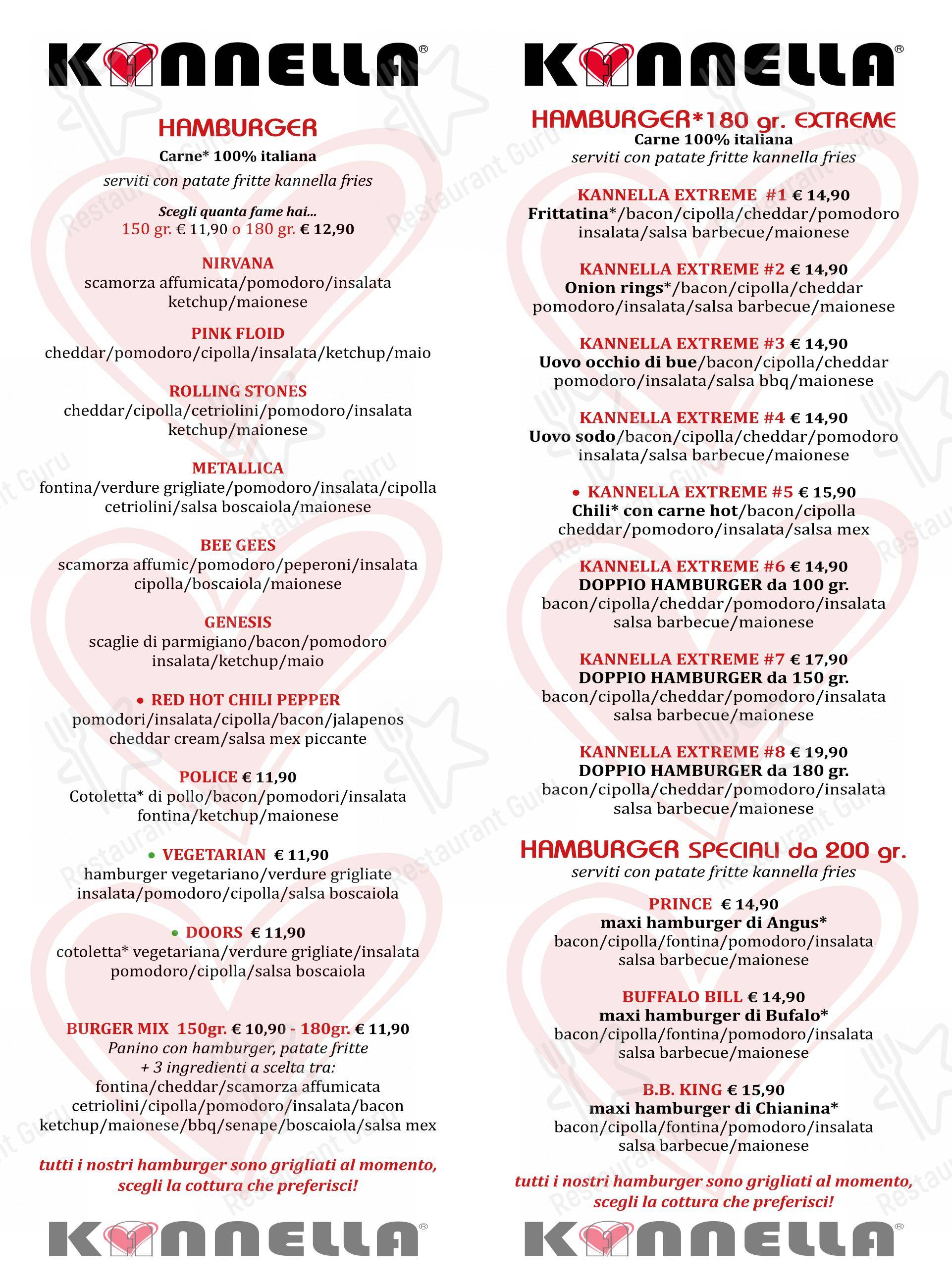 Kannella in Carpi - Menu