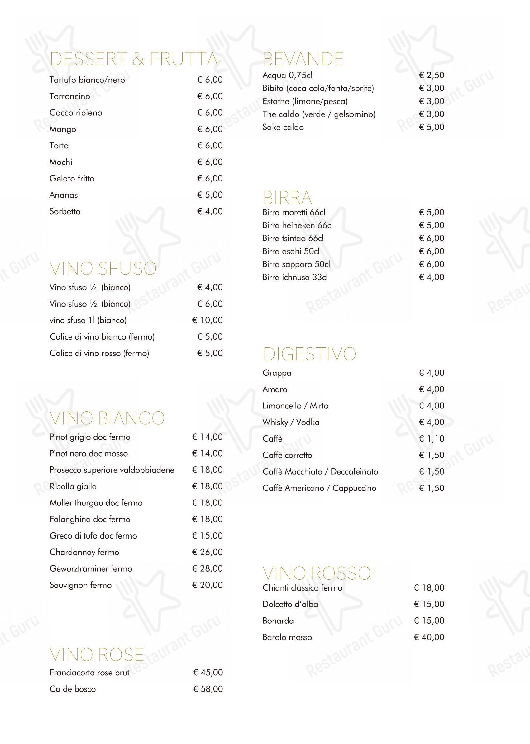 Menu bar per Kurama Restaurant ristorante