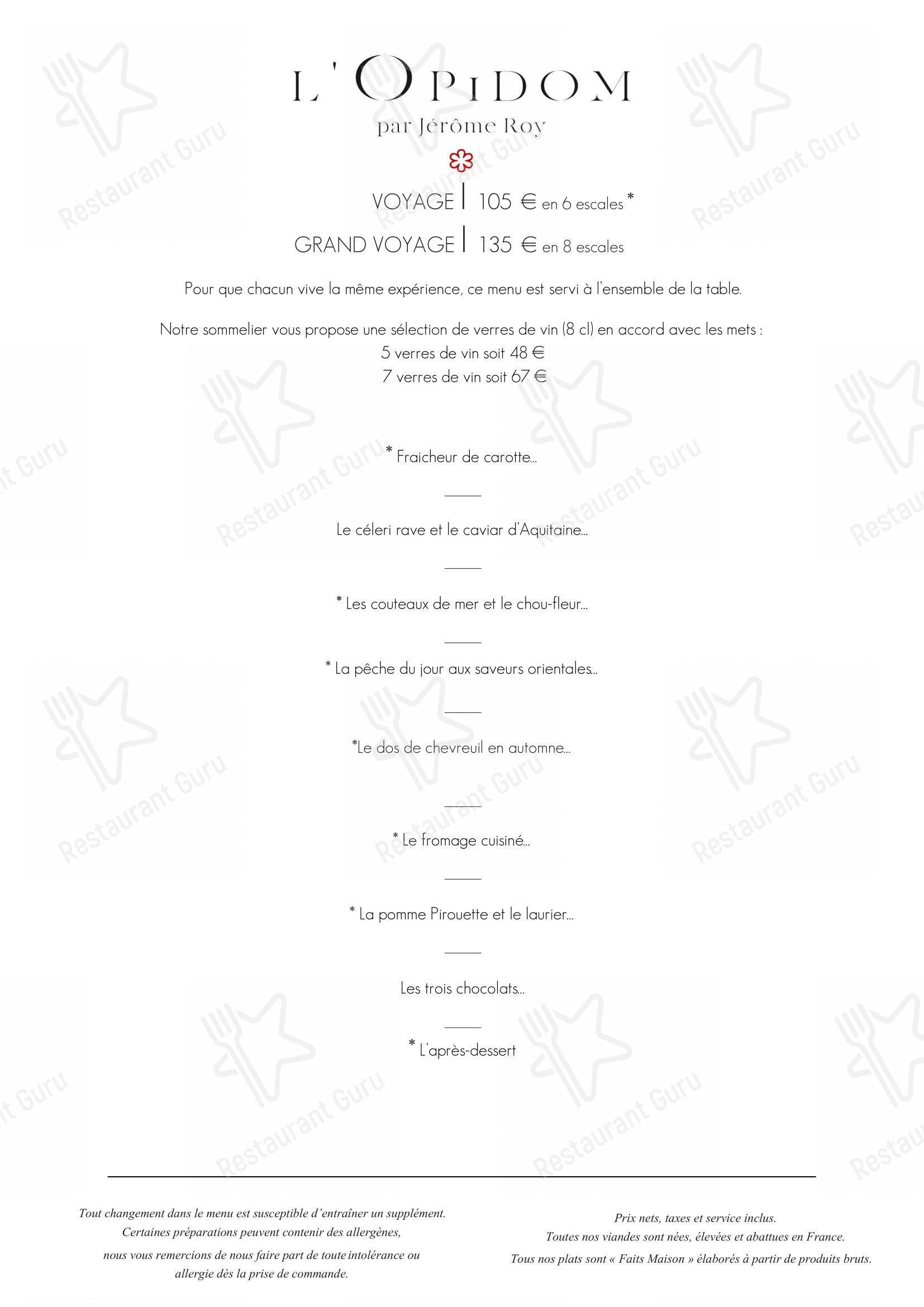 L'Opidom dans Fondettes - 菜单