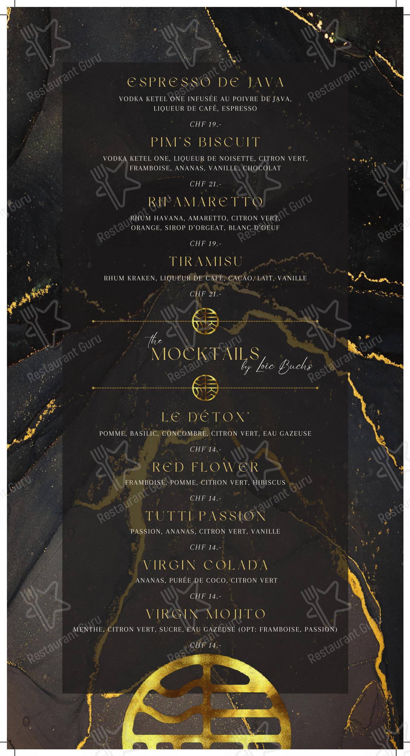 Le Pandore dans Genève - Menu bar