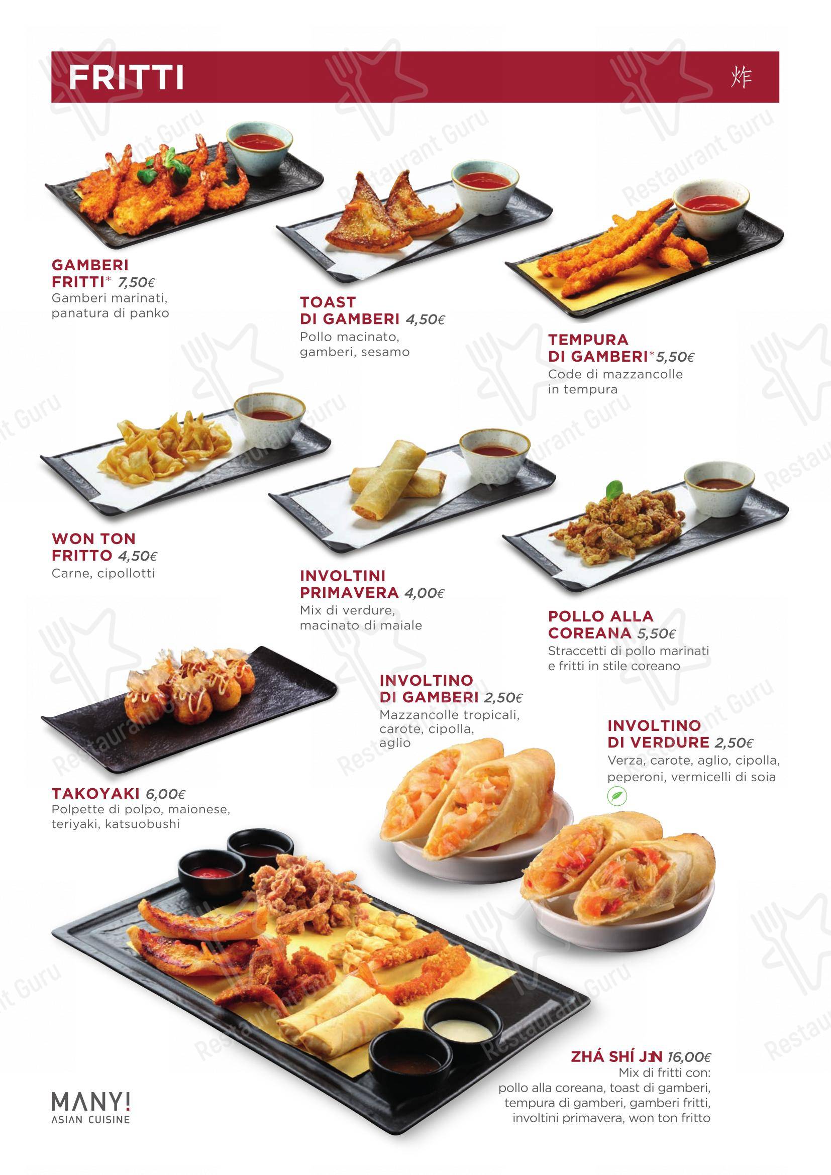 Menu di MANYI - Bologna - Menu bar