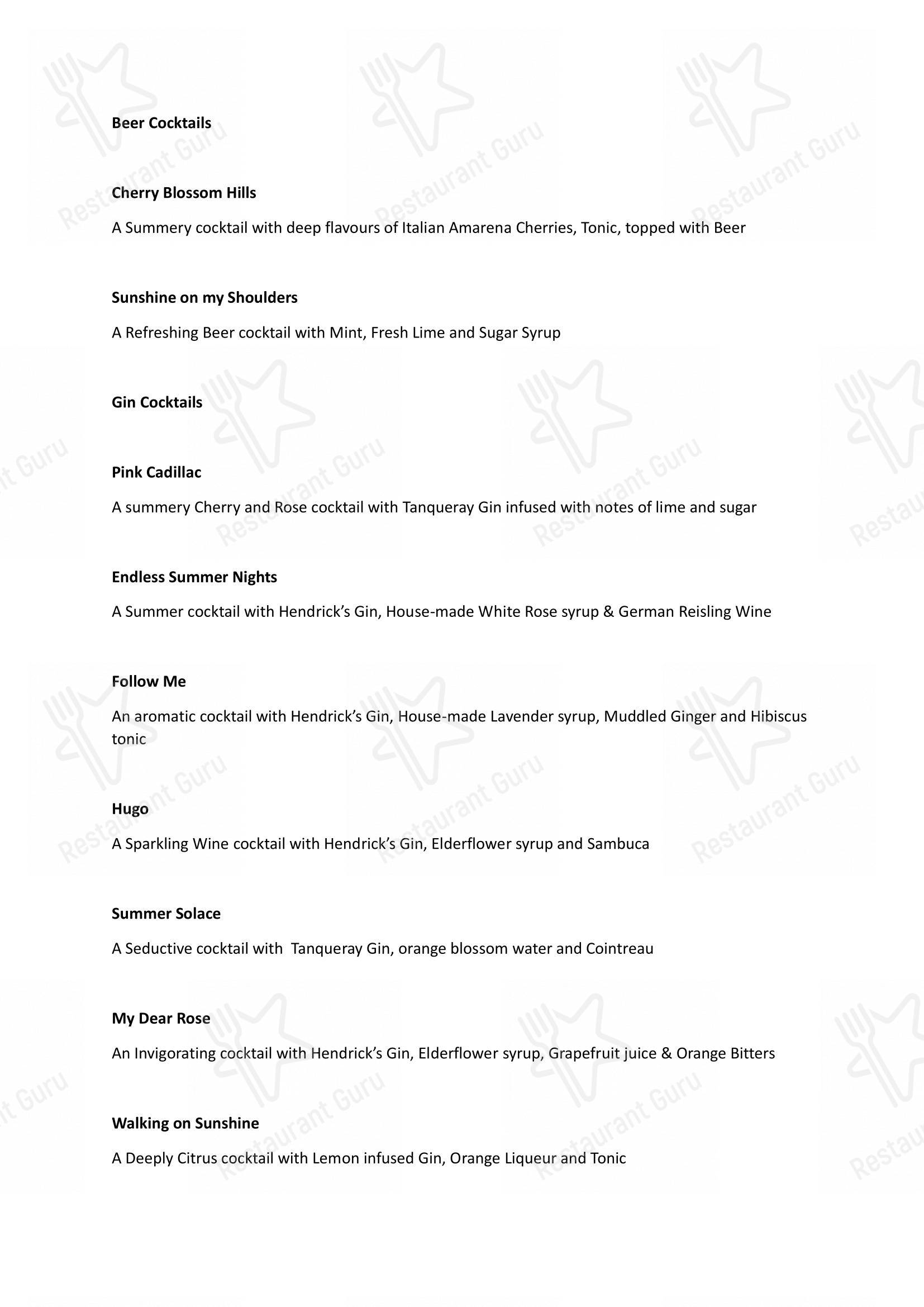 Menu for Music & Mountains - Hillside Cafe & Cocktail Bar in New Delhi