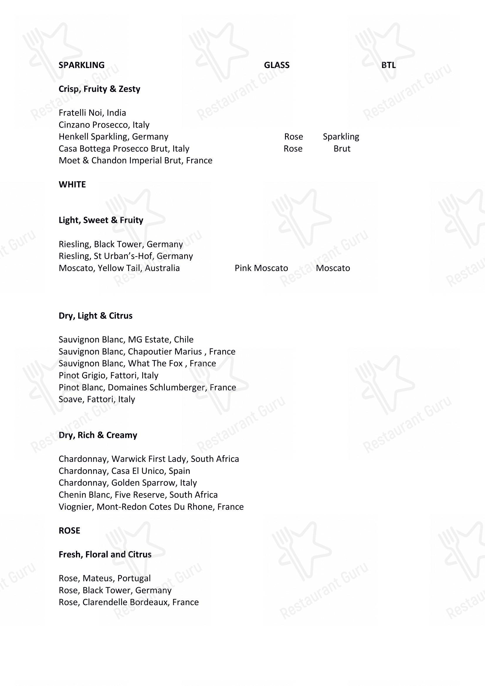 Menu bar for Music & Mountains - Hillside Cafe & Cocktail Bar in New Delhi