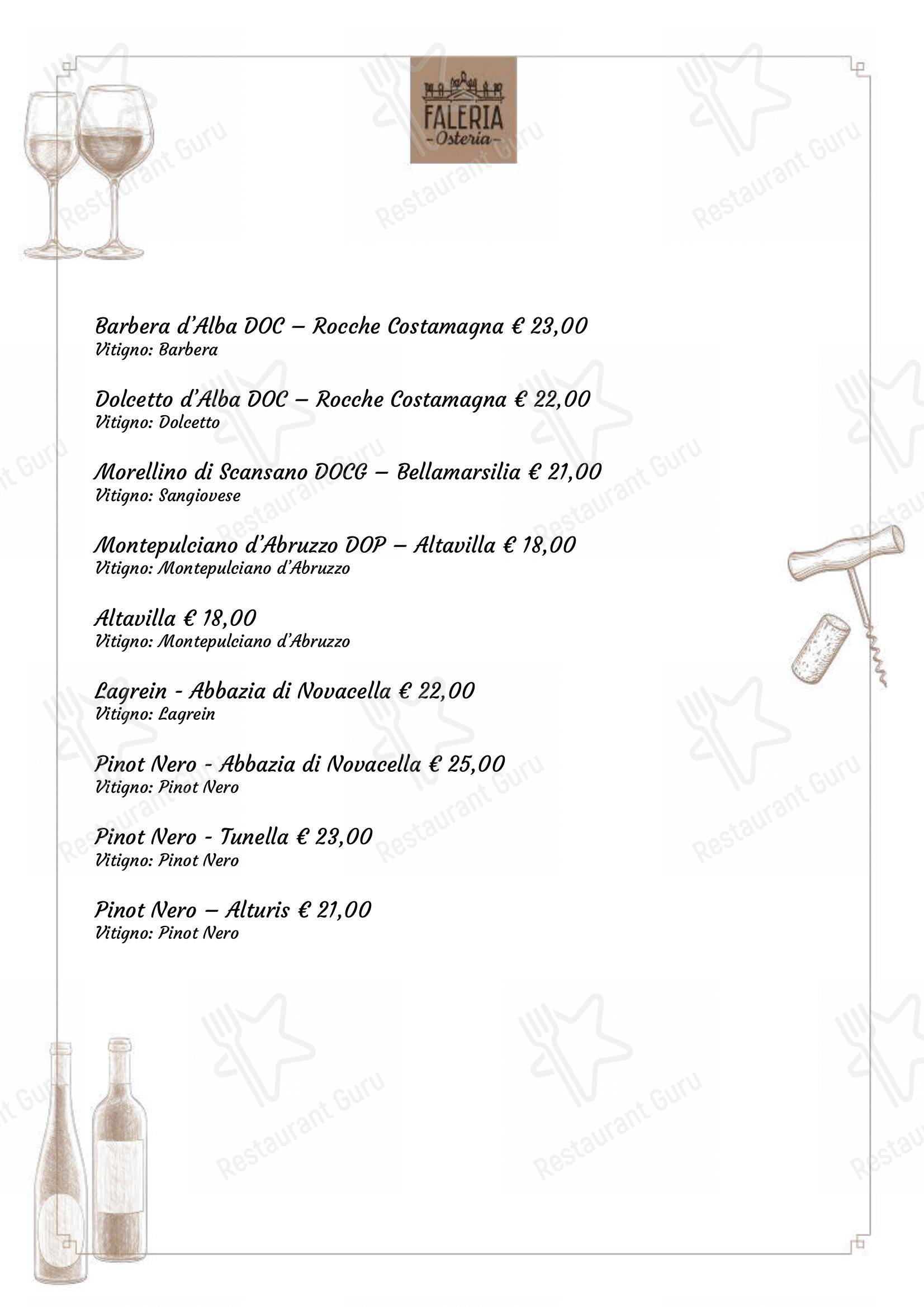 Menu di Osteria Faleria - Menu