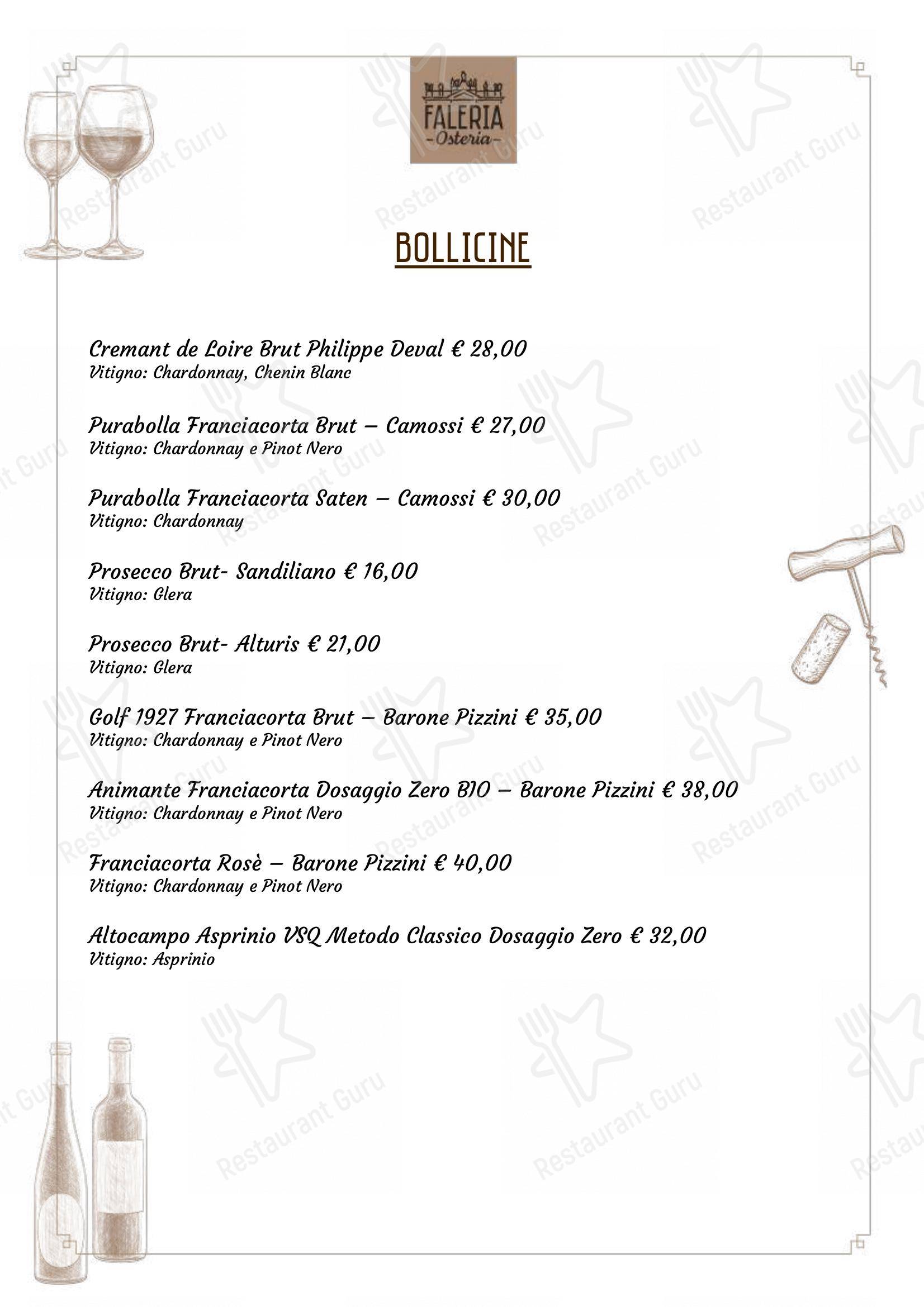 Menu per Osteria Faleria ristorante