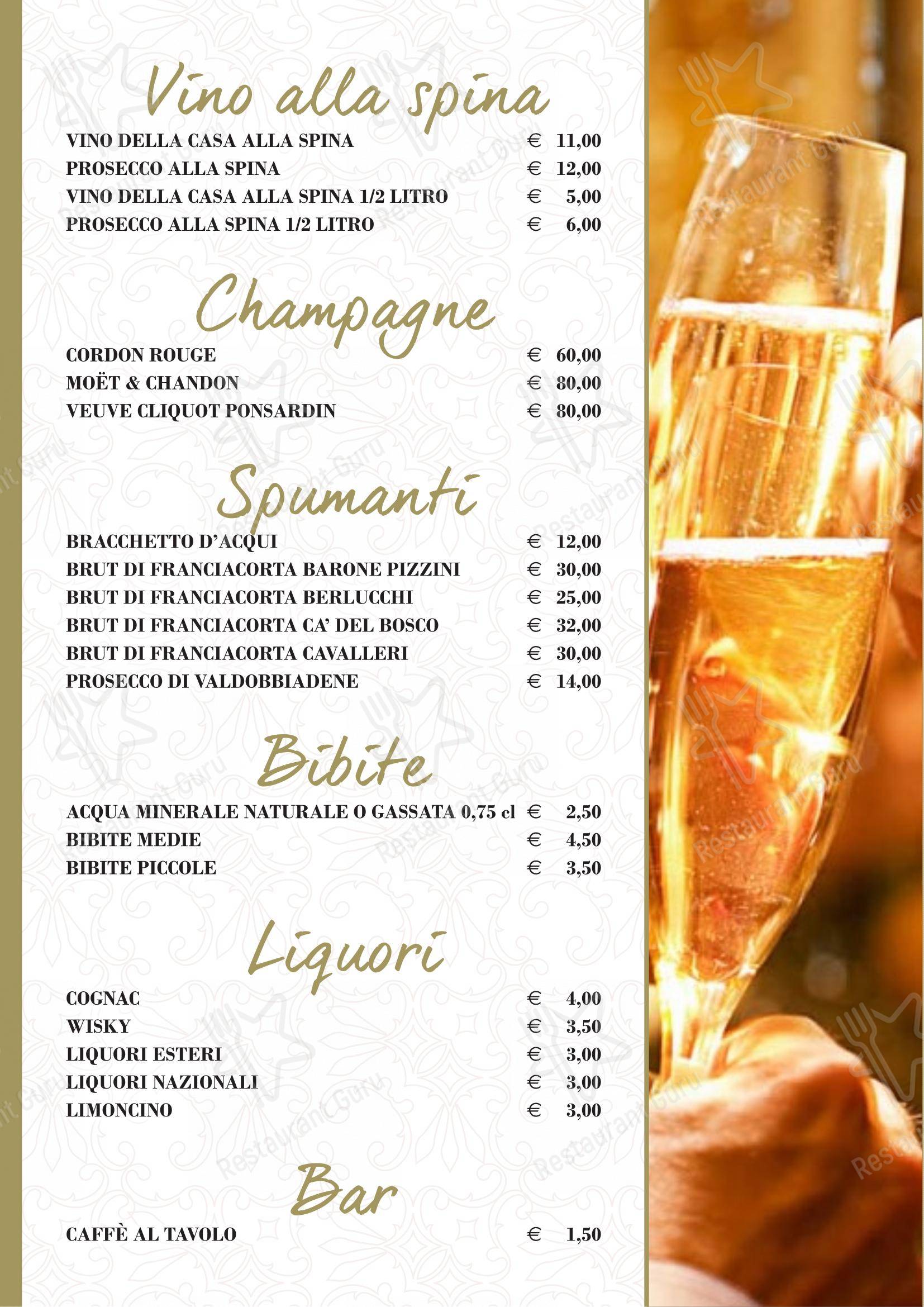 Menu di Pizzeria Ristorante La Rosa dei Venti - Menu bar