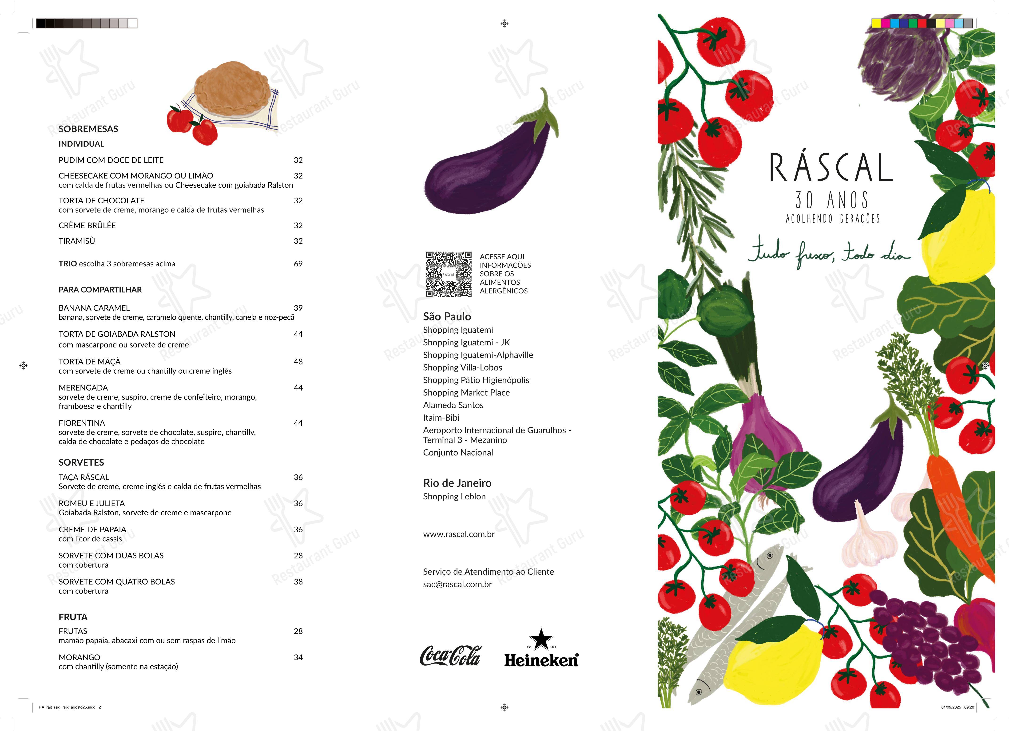 Menu bar para Ráscal Higienópolis restaurante