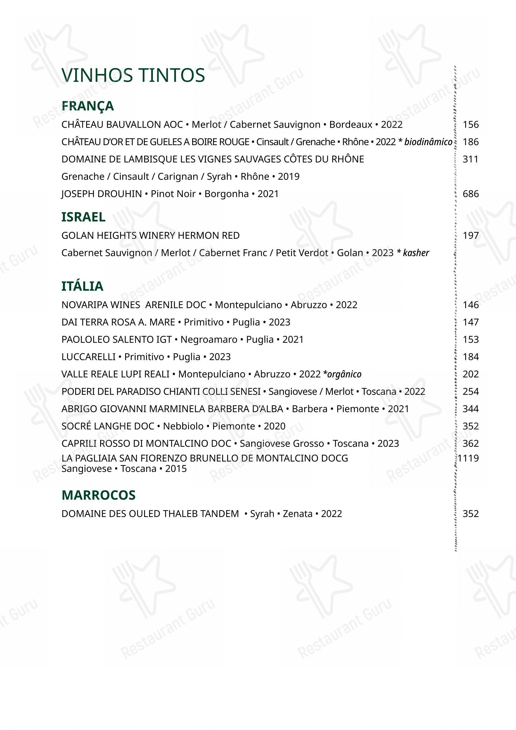 Ráscal Higienópolis em São Paulo - Wine Menu