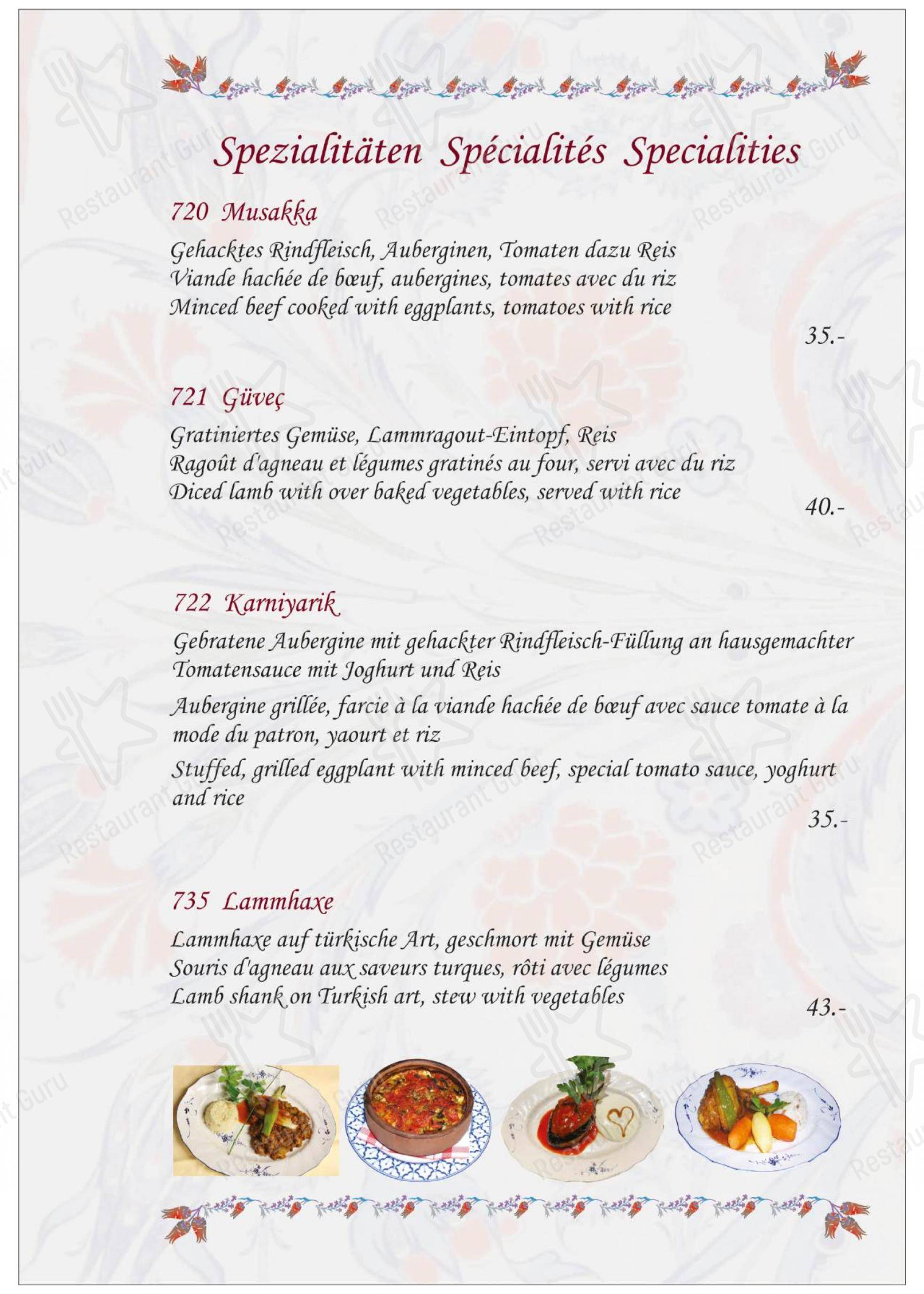 Menu di Restaurant Anatolia GmbH - Menu