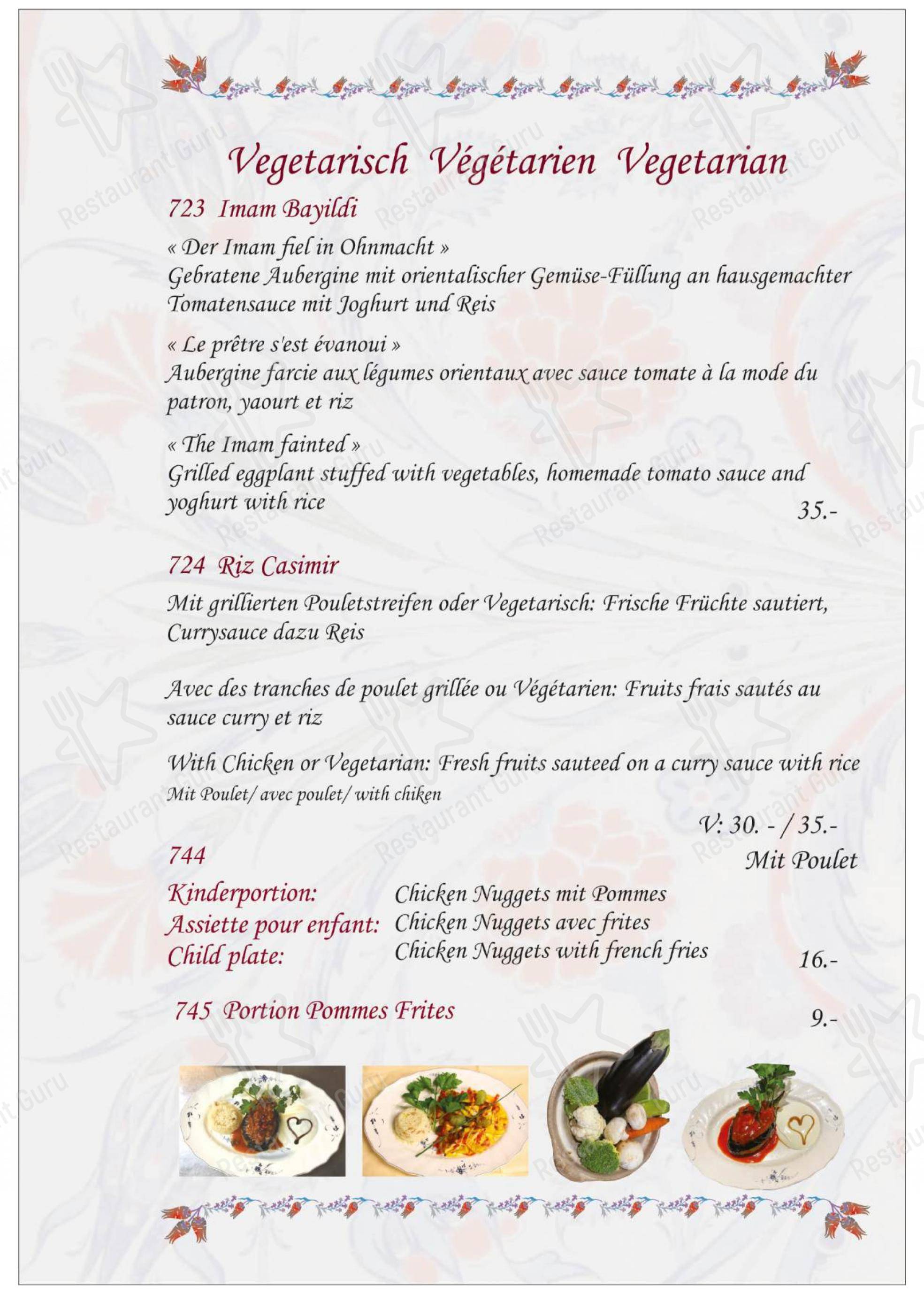 Menu per Restaurant Anatolia GmbH in Murten